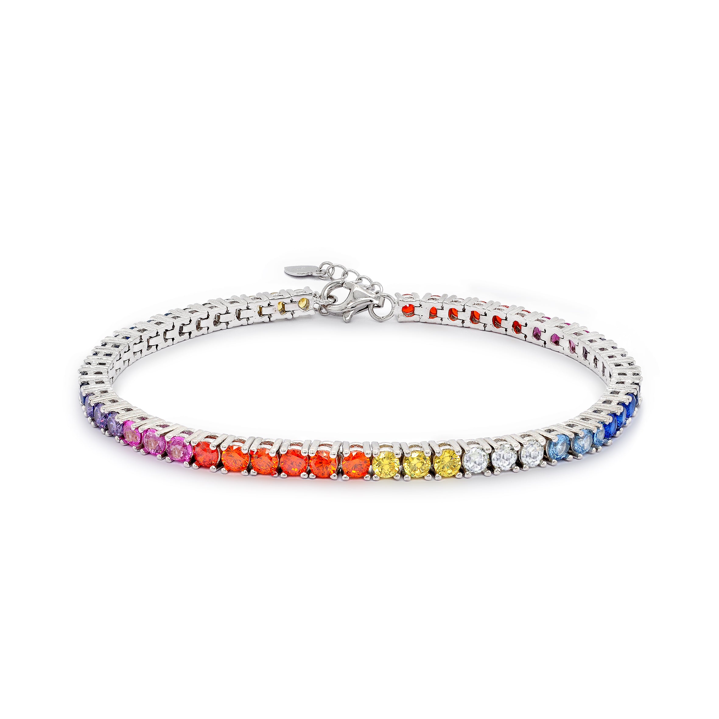 The Real Effect Silver Rainbow CZ Tennis Bracelet