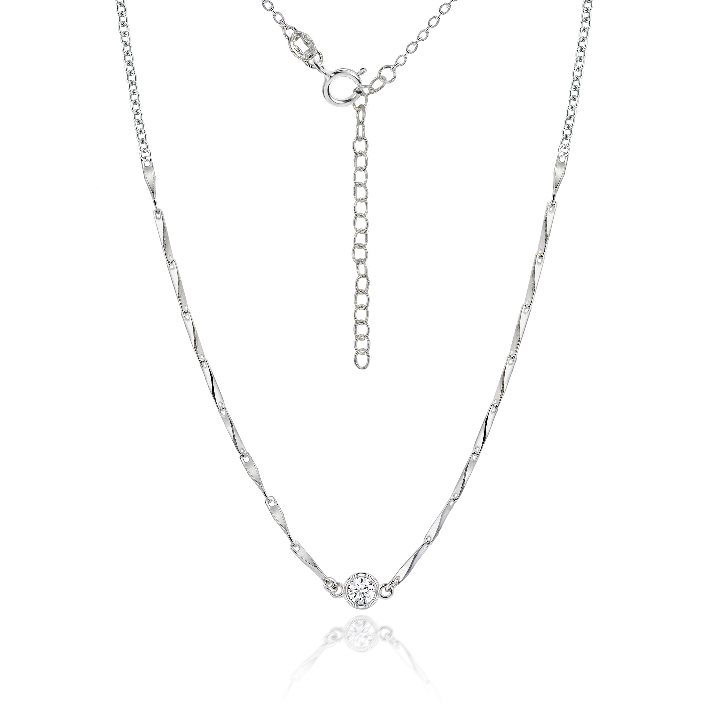 The Real Effect Silver CZ Chain Necklace RE53904