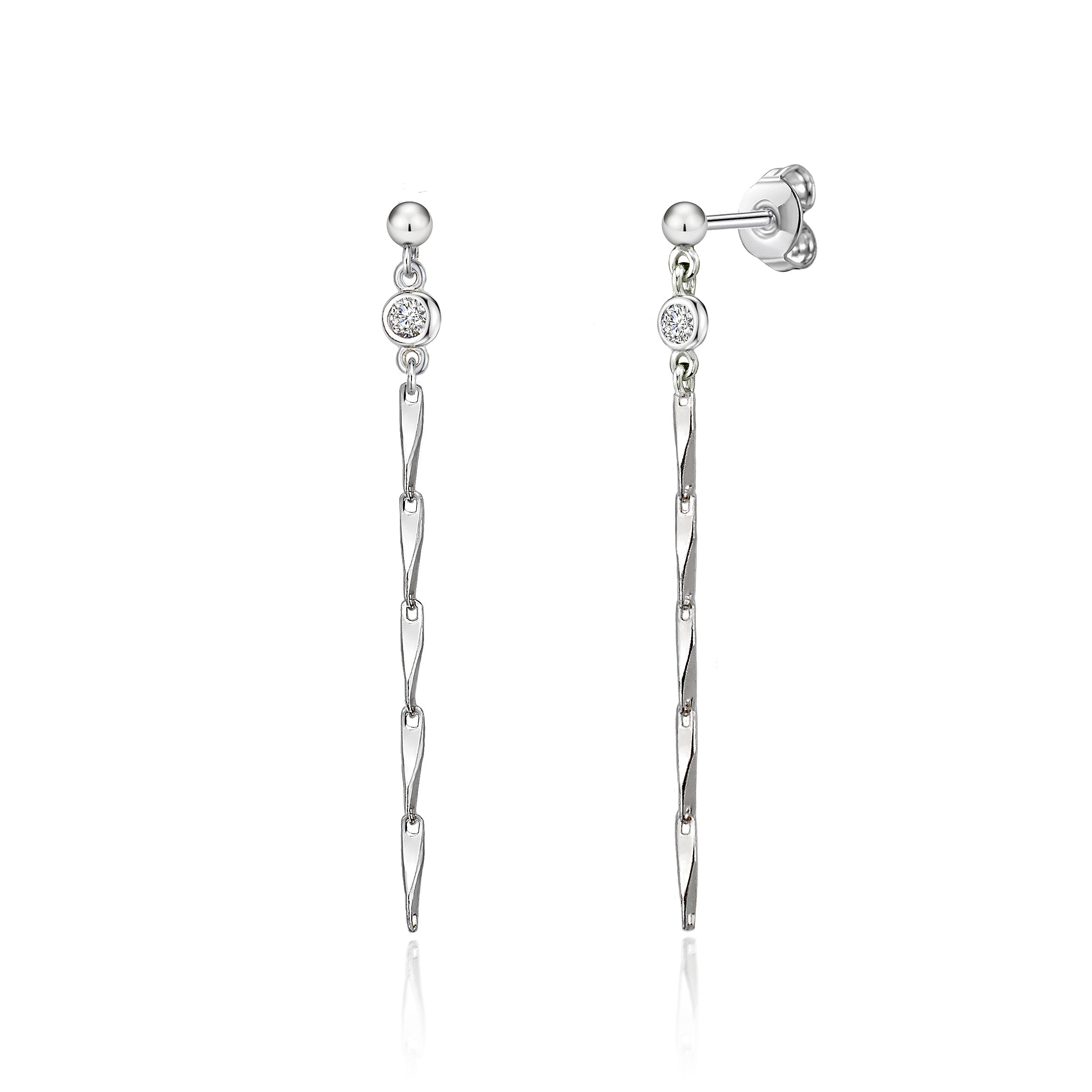 The Real Effect CZ Long Drop Earrings RE53914