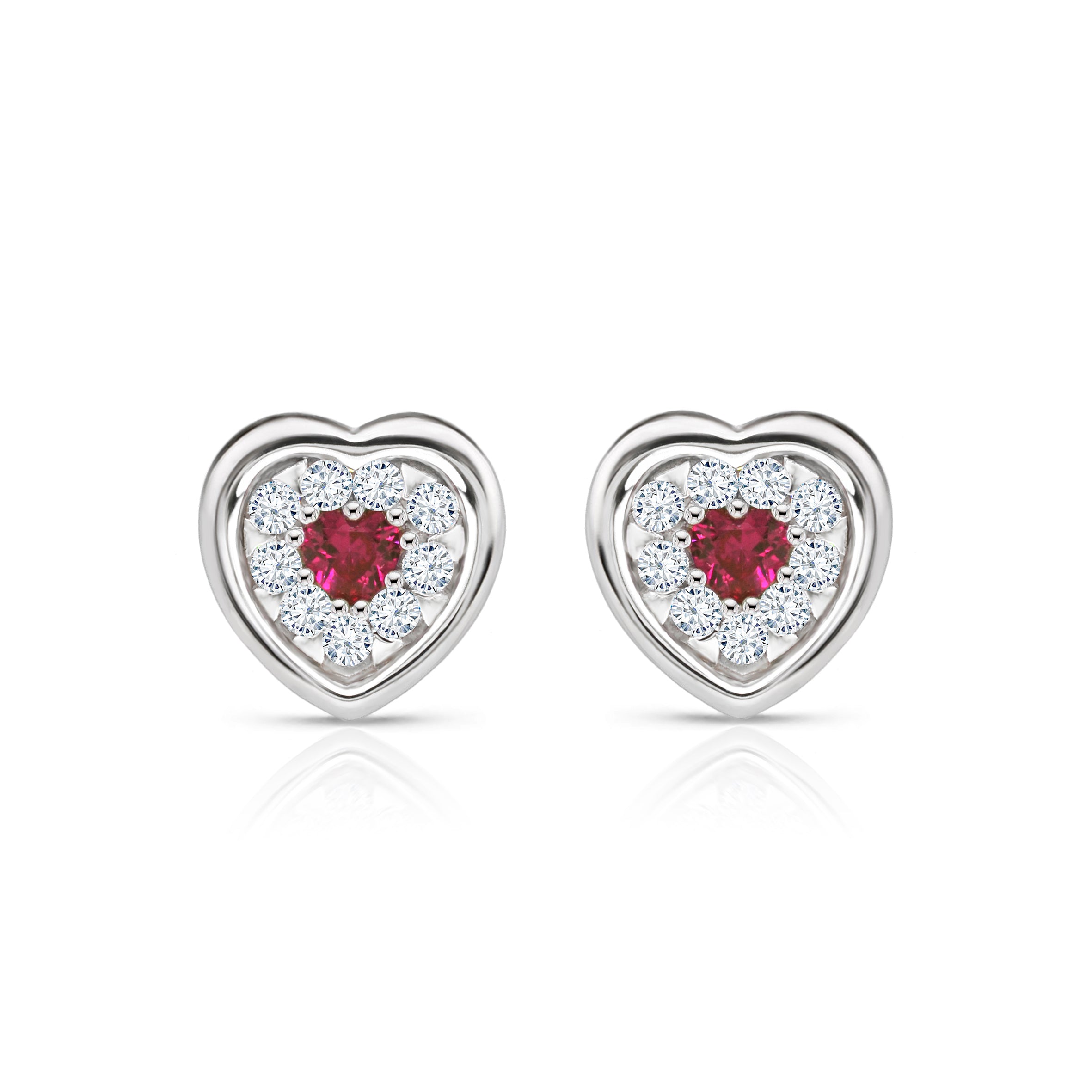 The Real Effect Heart Red CZ Earrings RE54124