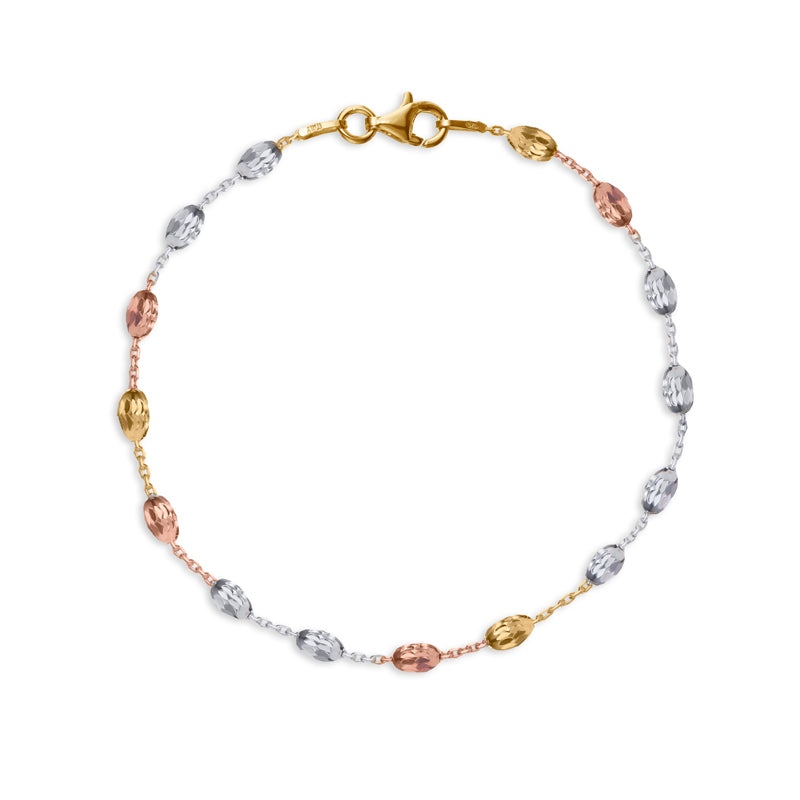 The Real Effect Italian Silver, Rose & Gold Plated Bead Bracelet