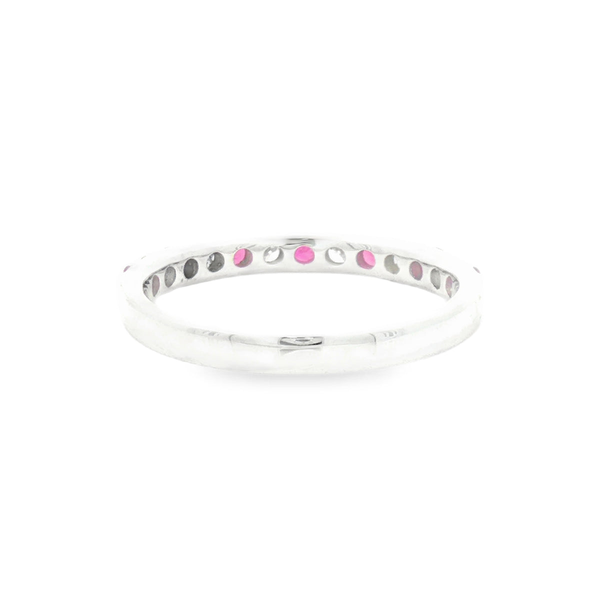 Ruby & Diamond 13 Stone Eternity Ring 18ct White Gold REAR