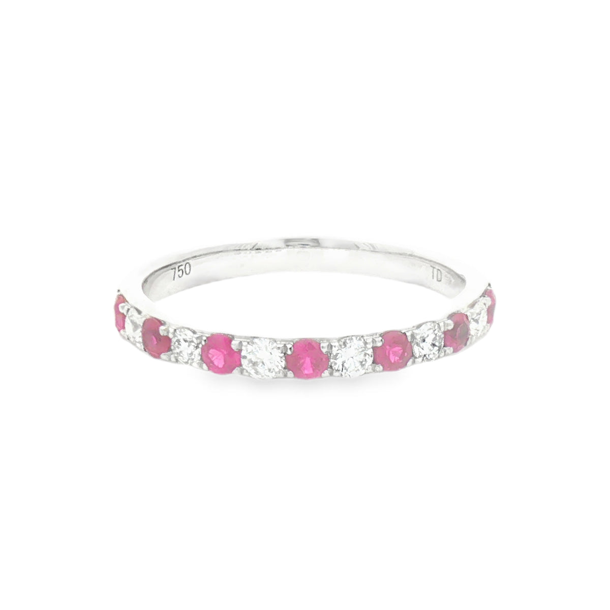 Ruby & Diamond 13 Stone Eternity Ring 18ct White Gold