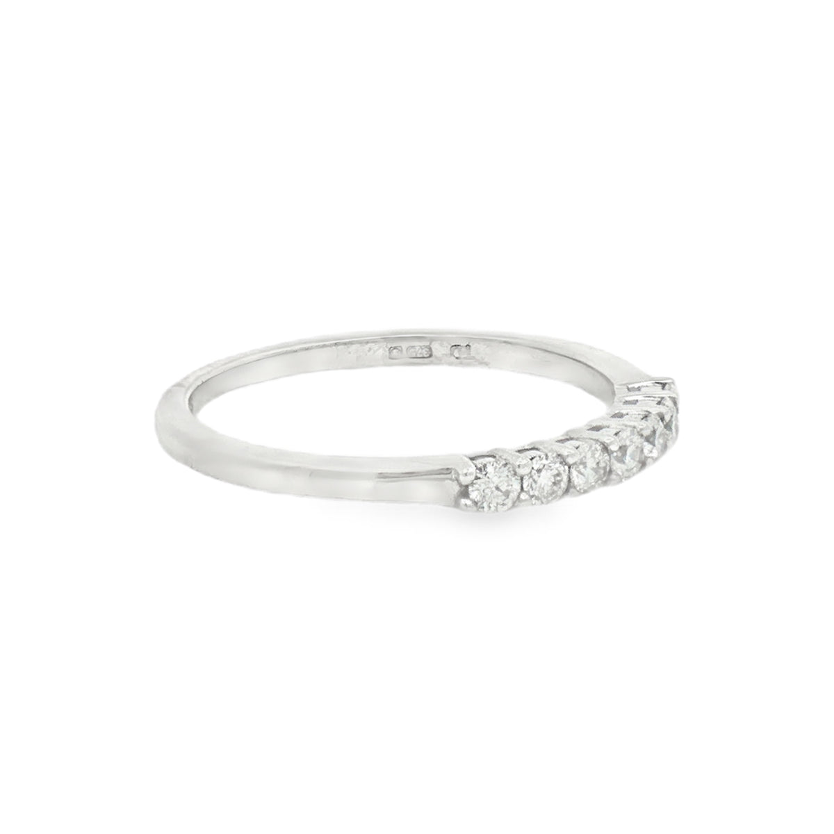 Diamond 7 Stone Eternity Ring 0.25ct Claw Set 9ct White Gold SIDE