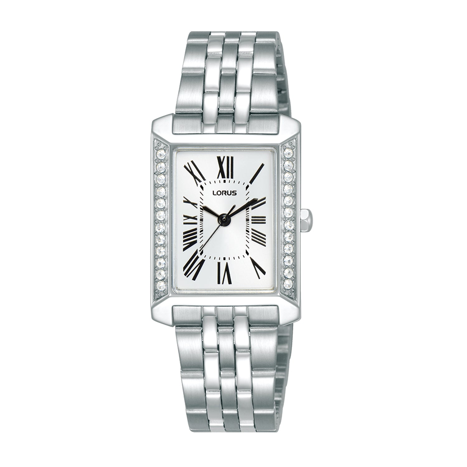 Lorus Ladies Stone Set Silver Tone Bracelet Watch RG233YX9