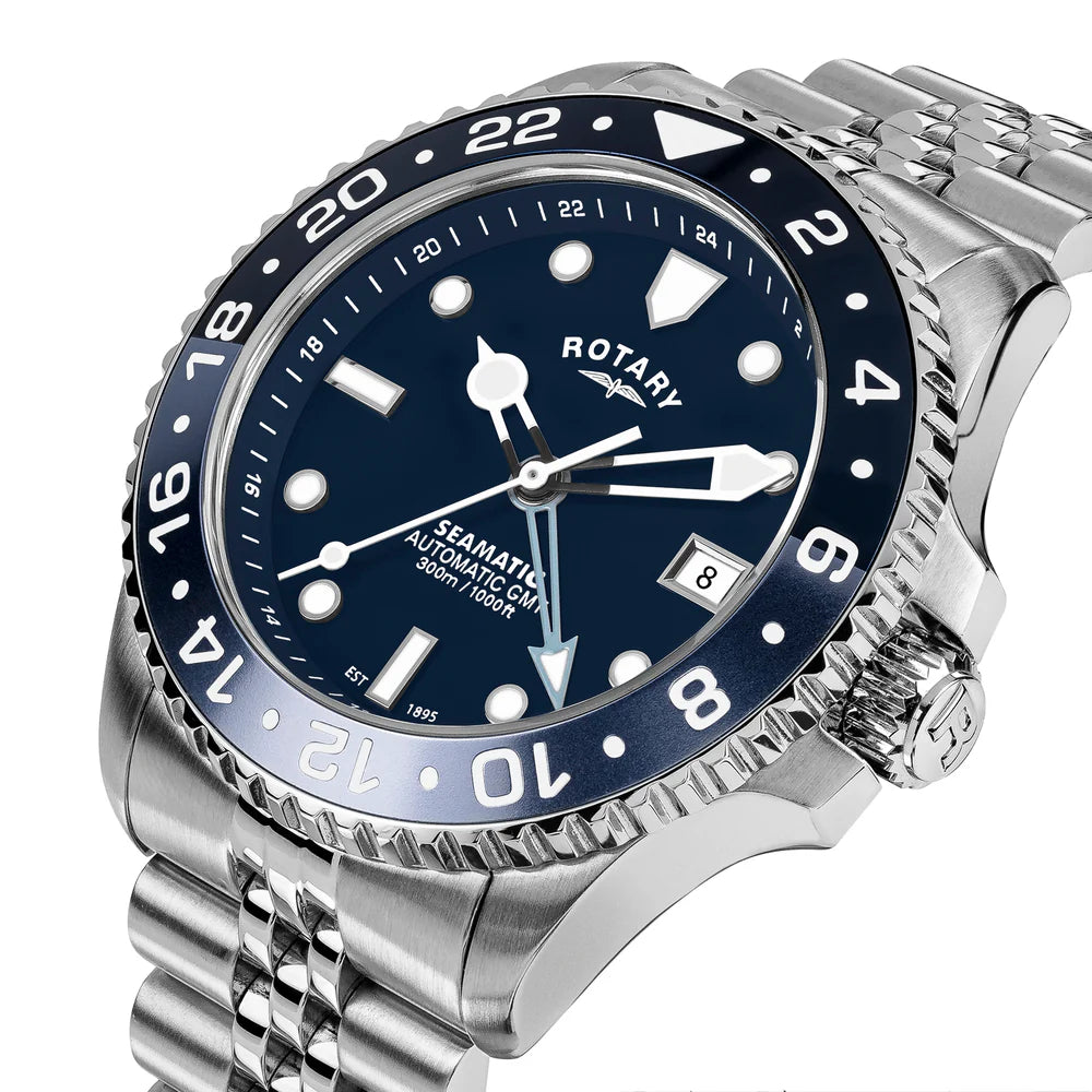 Rotary Seamatic 300 GMT Men's Automatic Bracelet Watch RGB10005/04 side
