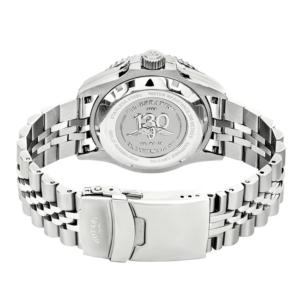 Rotary Seamatic 300 GMT Men's Automatic Bracelet Watch RGB10005/04 rear