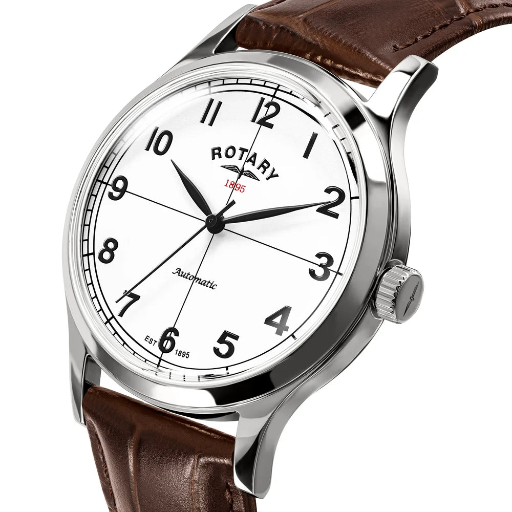 Rotary 1895 Men's Automatic Leather Strap Watch RGS10081/01 DIAL