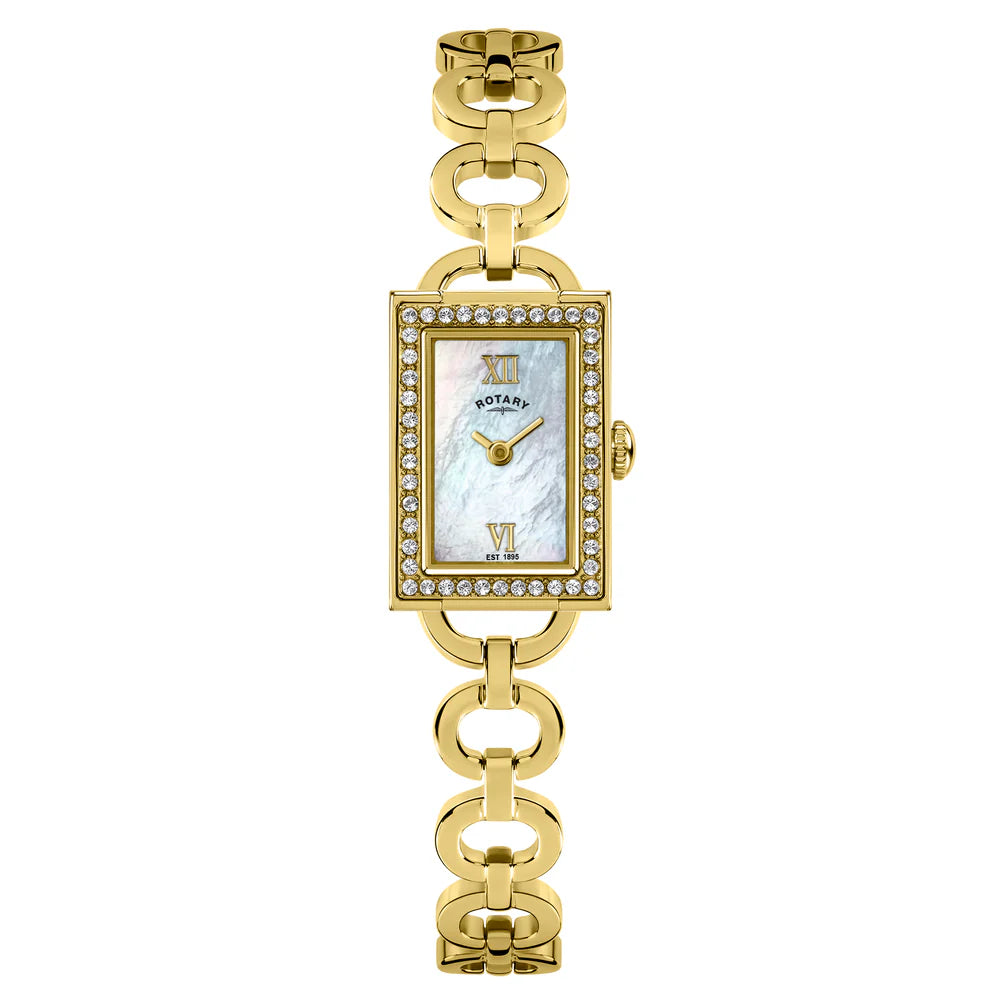Rotary Cocktail Gold Tone Ladies Stone Set Bracelet Watch RLB10002/07