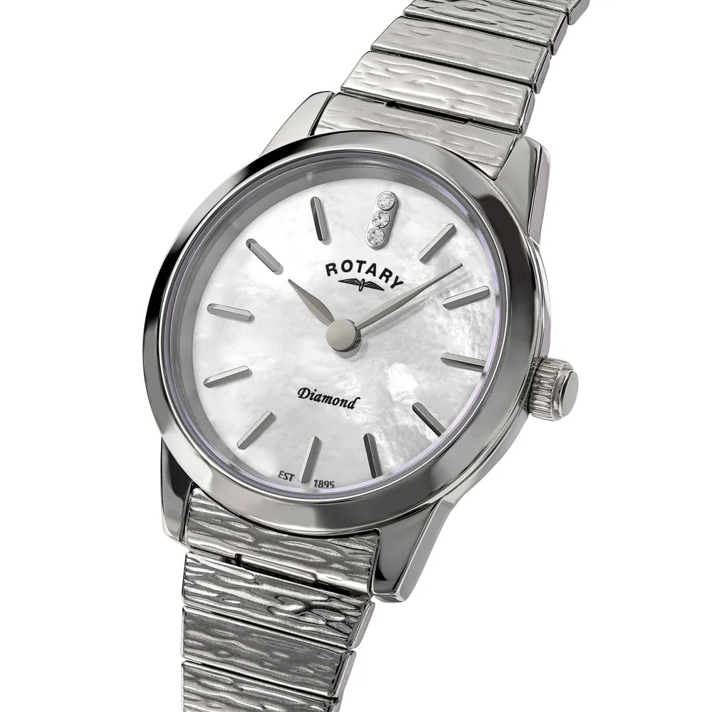 Rotary Heritage Altera Diamond Ladies Silver Tone Expansion Bracelet Watch RLB10039/07/D DIAL