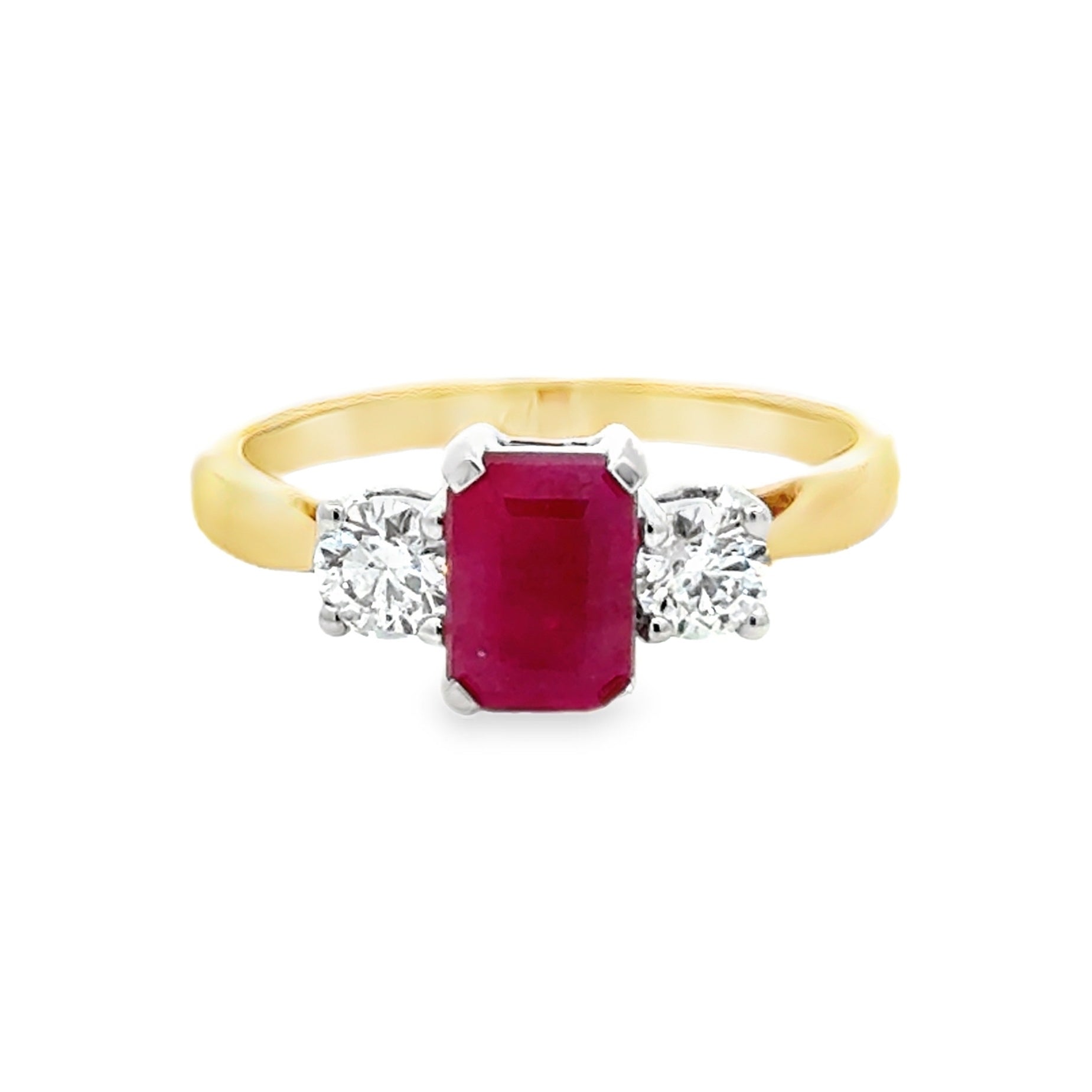 Ruby & Diamond Trilogy Ring 9ct Gold