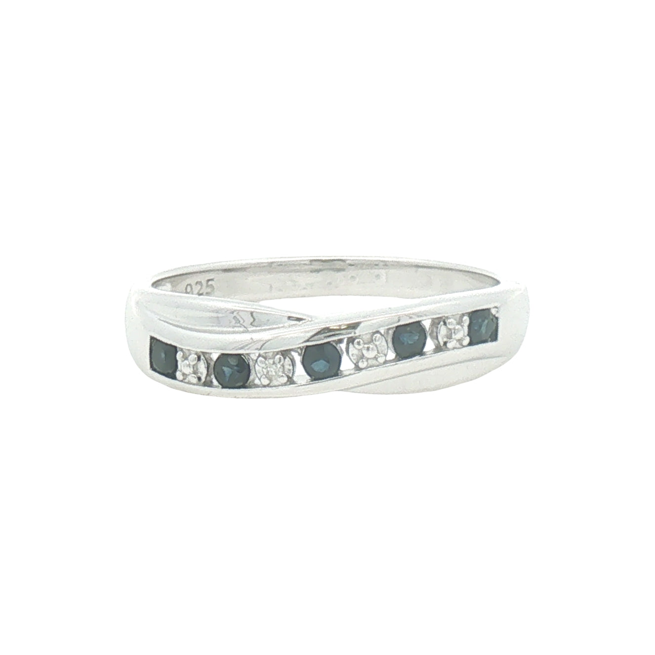 Sterling Silver Sapphire & Diamond Eternity Twist Ring