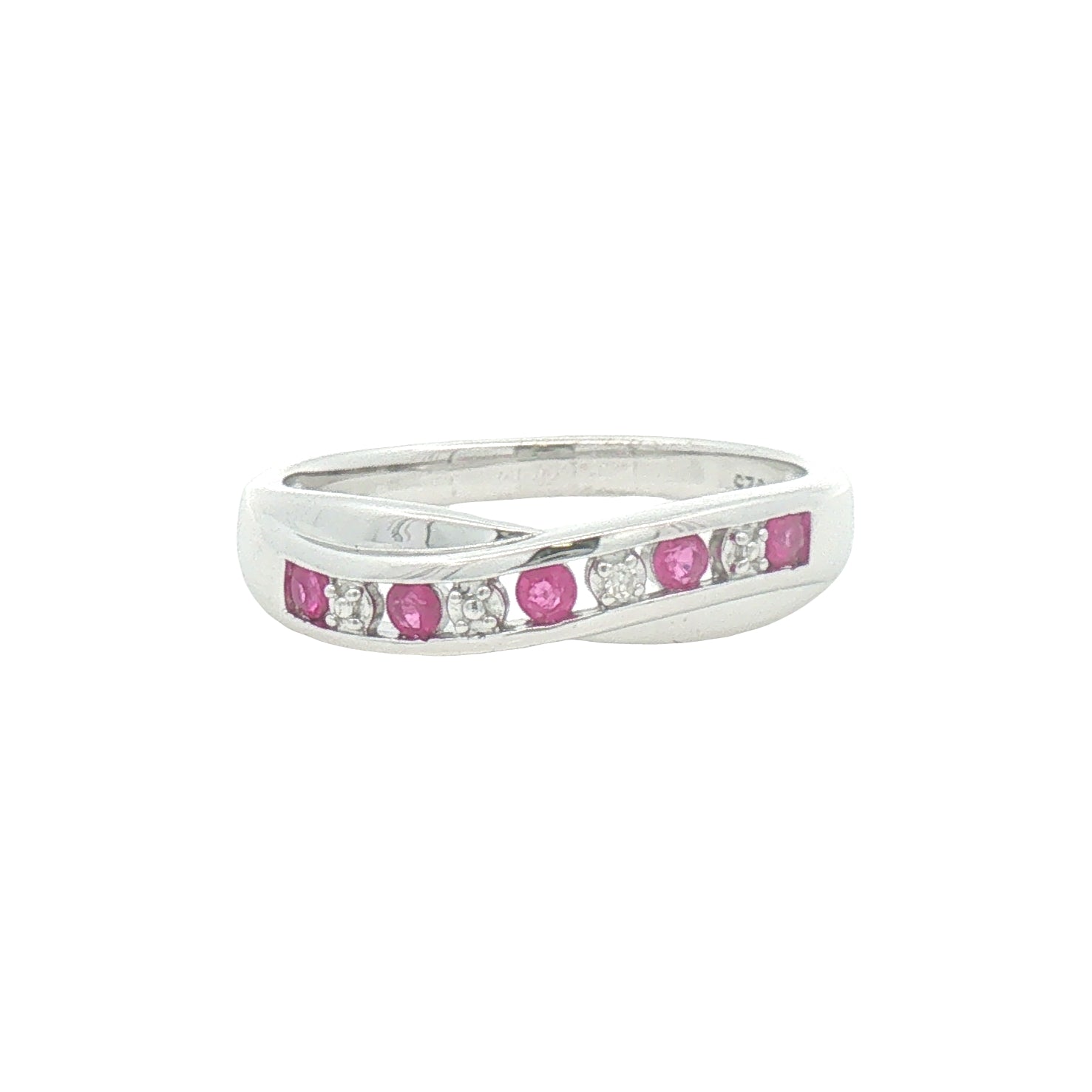 Sterling Silver Ruby & Diamond Eternity Twist Ring