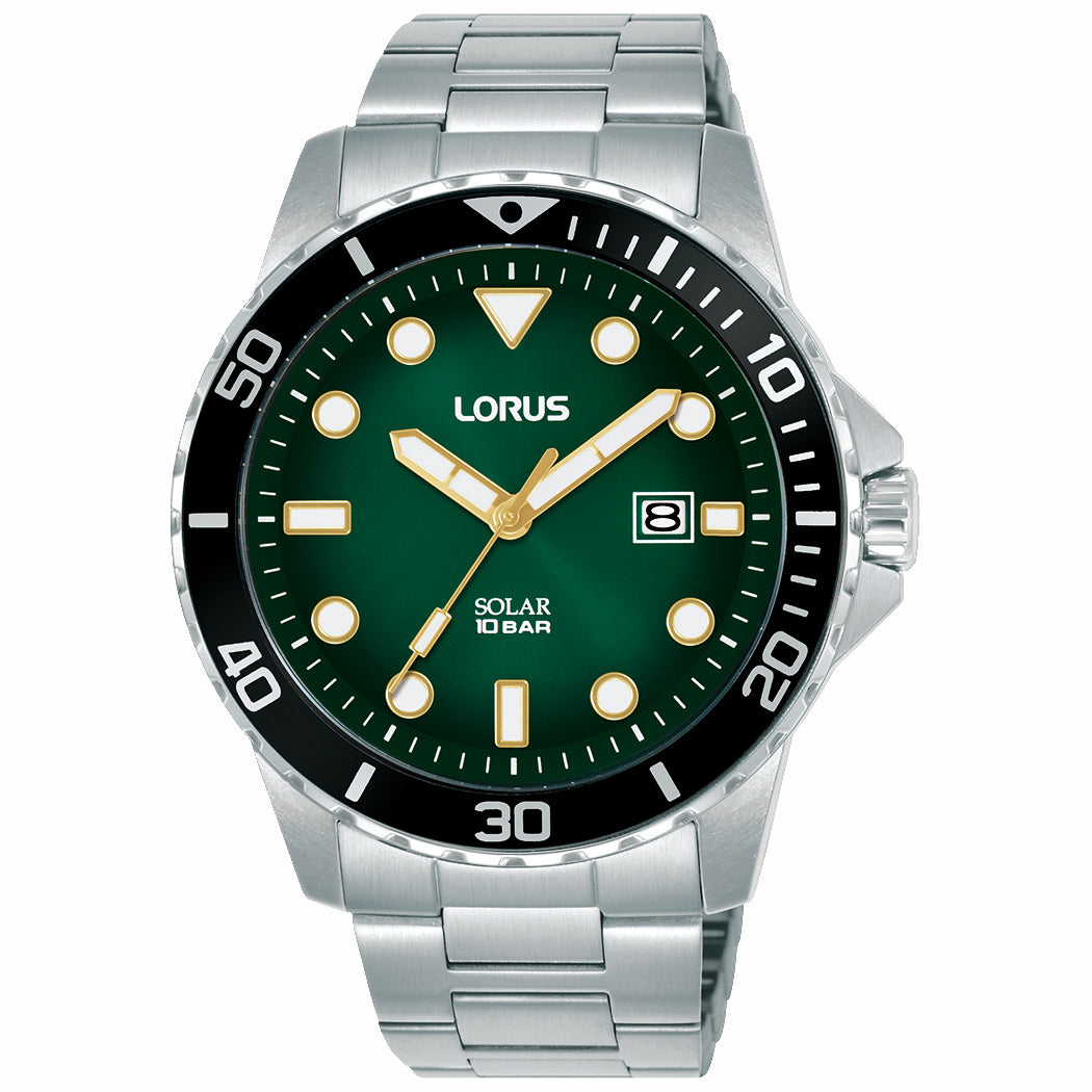 Lorus Men's Solar Silver Tone Bracelet Watch RX305BX9