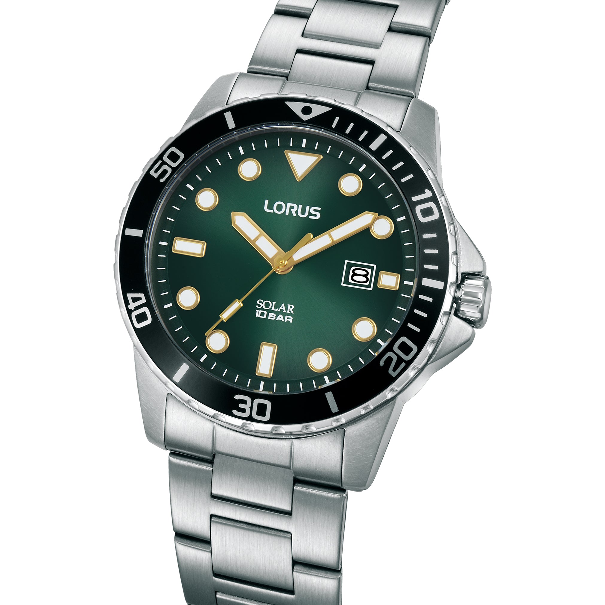 Lorus Men's Solar Silver Tone Bracelet Watch RX305BX9 side