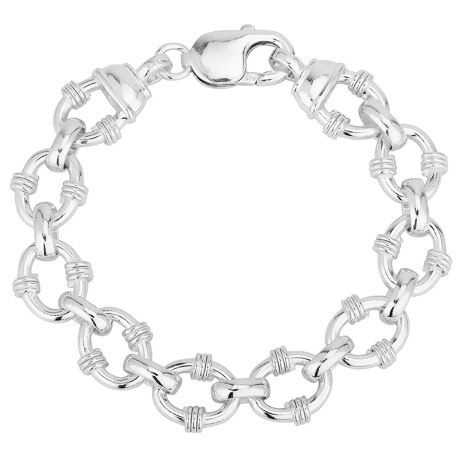 Sterling Silver Oval Barred Handmade Bracelet