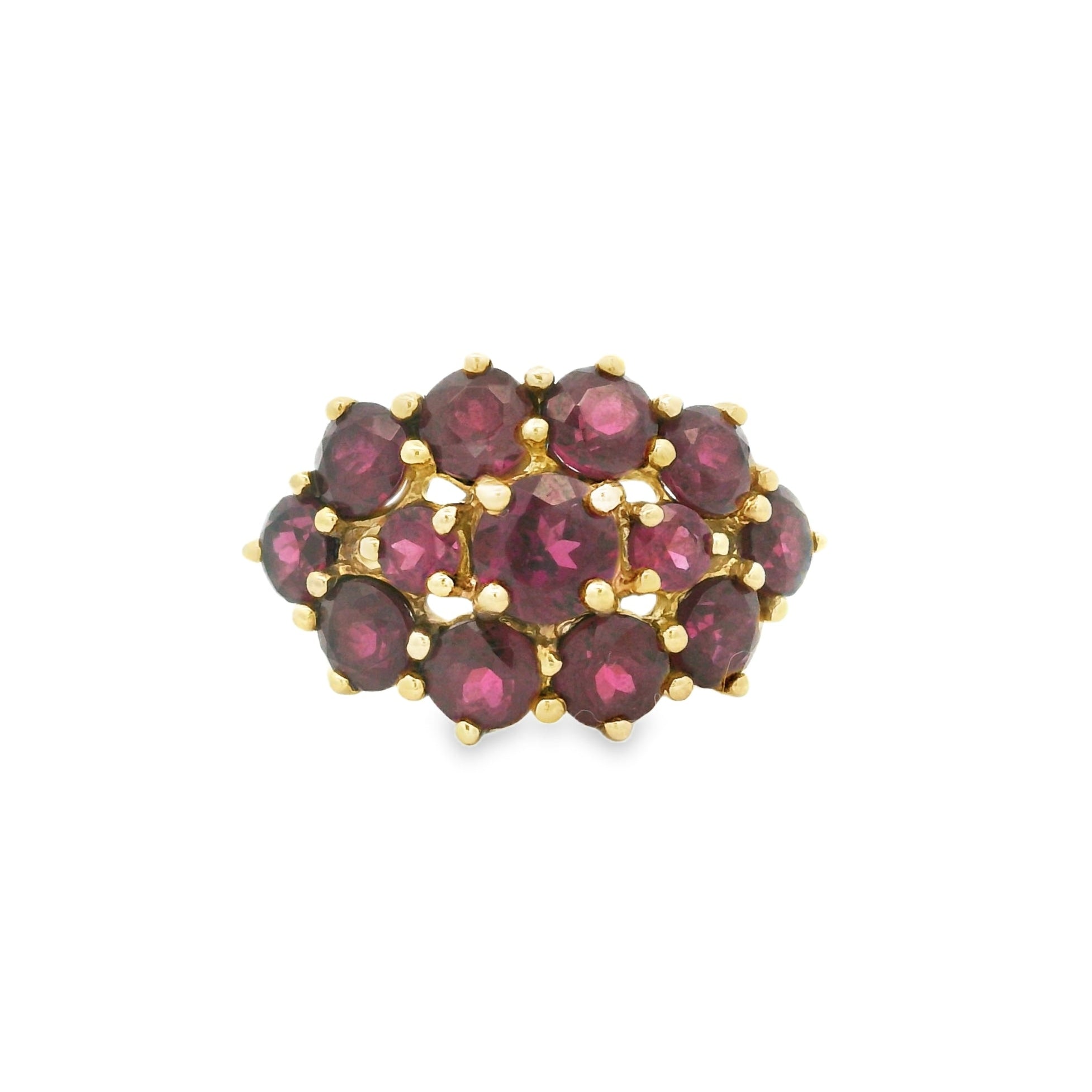 Pre Owned Garnet Cluster Ring 9ct Gold