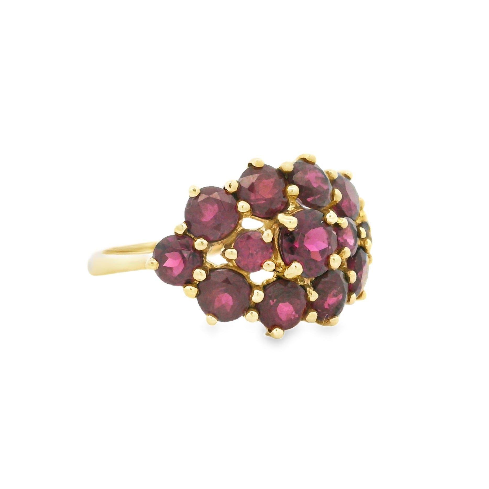 Pre Owned Garnet Cluster Ring 9ct Gold