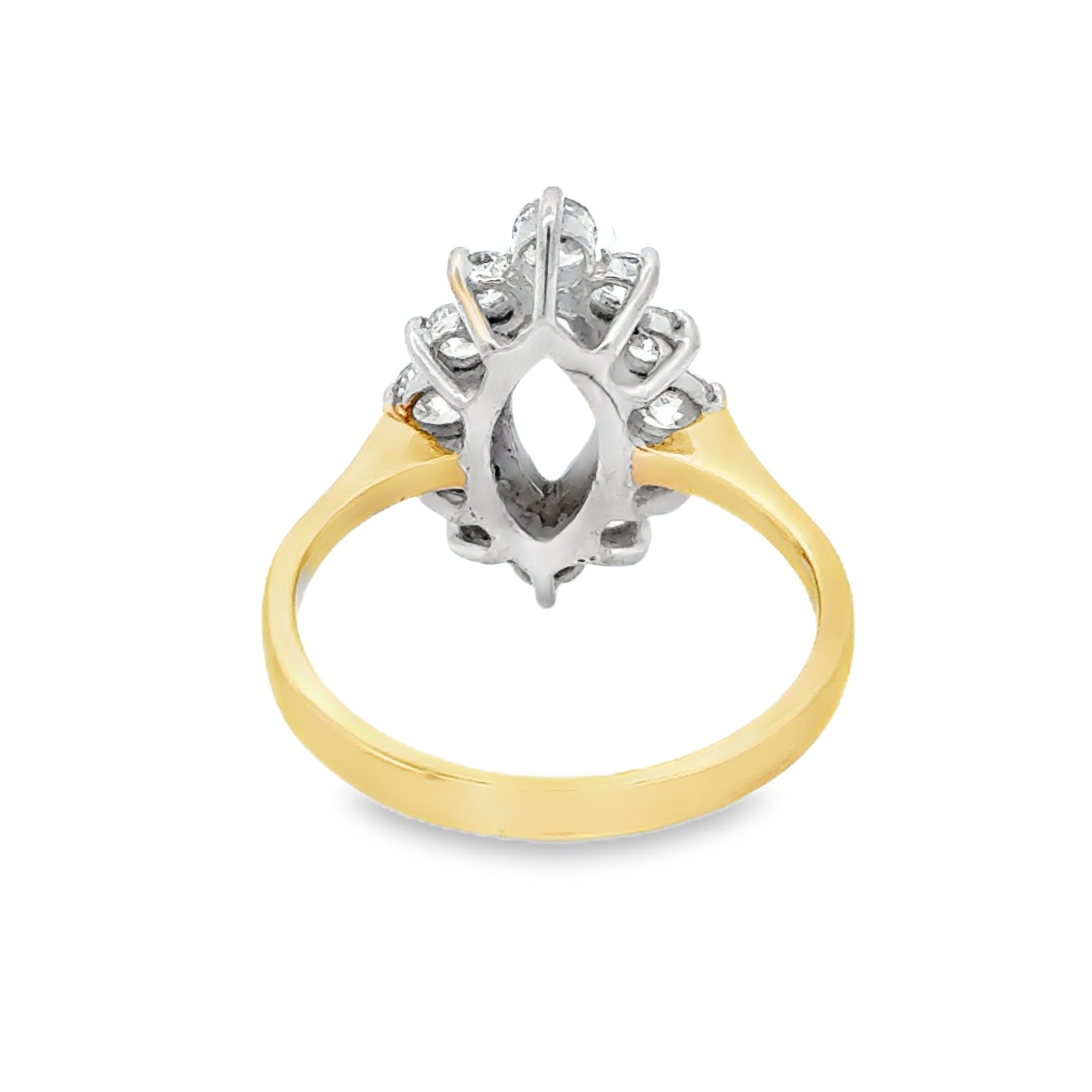 Pre Owned Cubic Zirconia & Blue Topaz Marquise Ring 9ct Gold rear