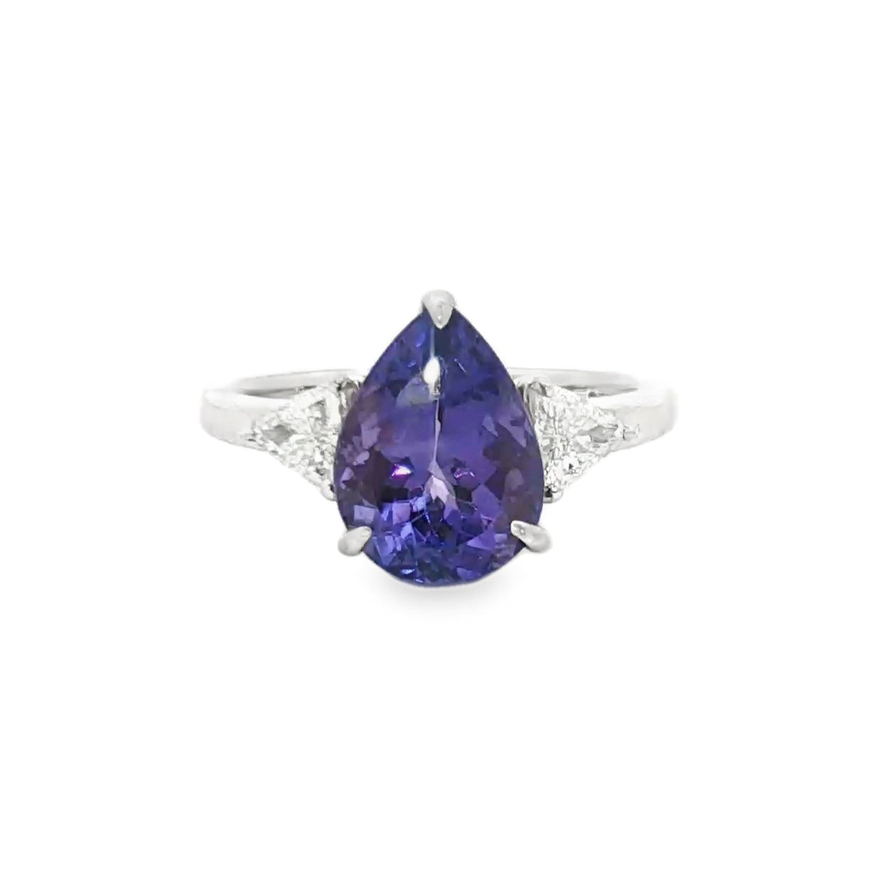 Pre Owned Pear Tanzanite & Trilliant Diamond Ring Platinum