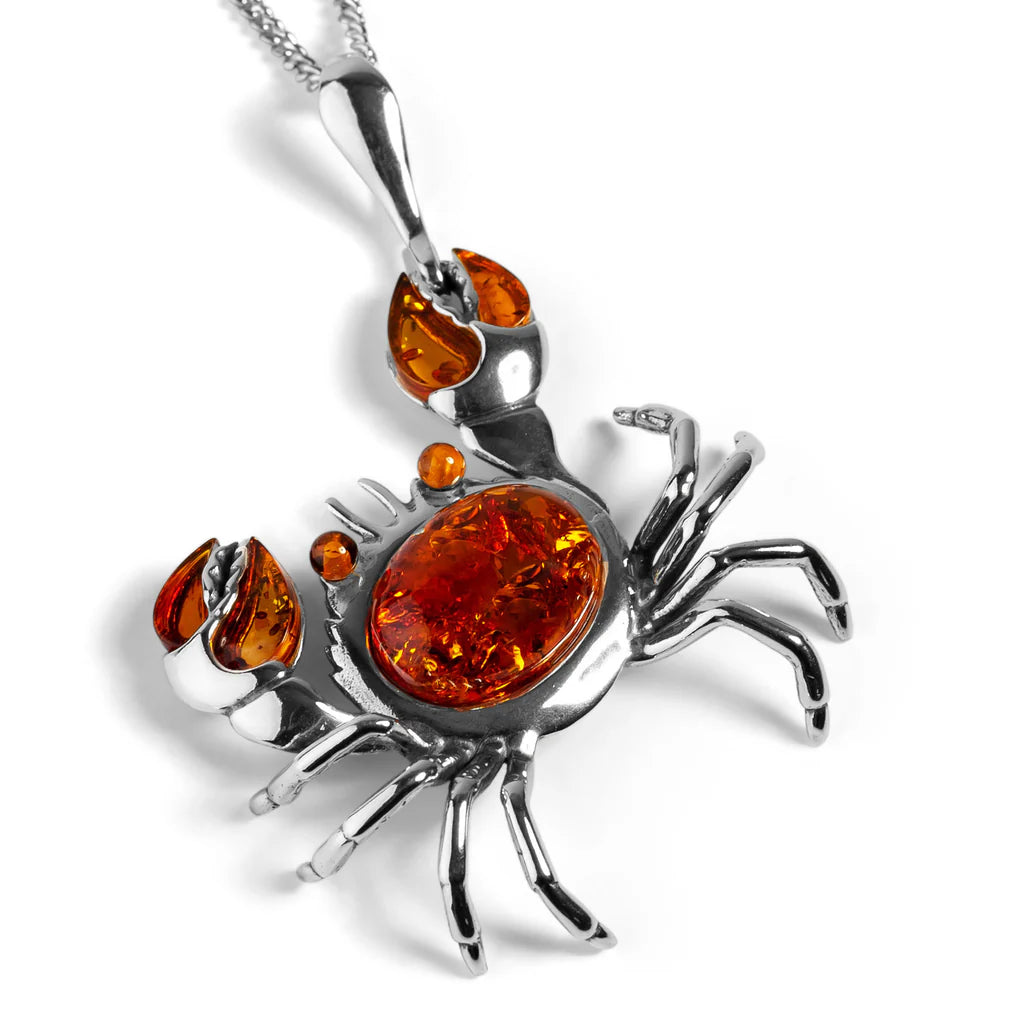 Henryka Crab Necklace in Silver and Amber