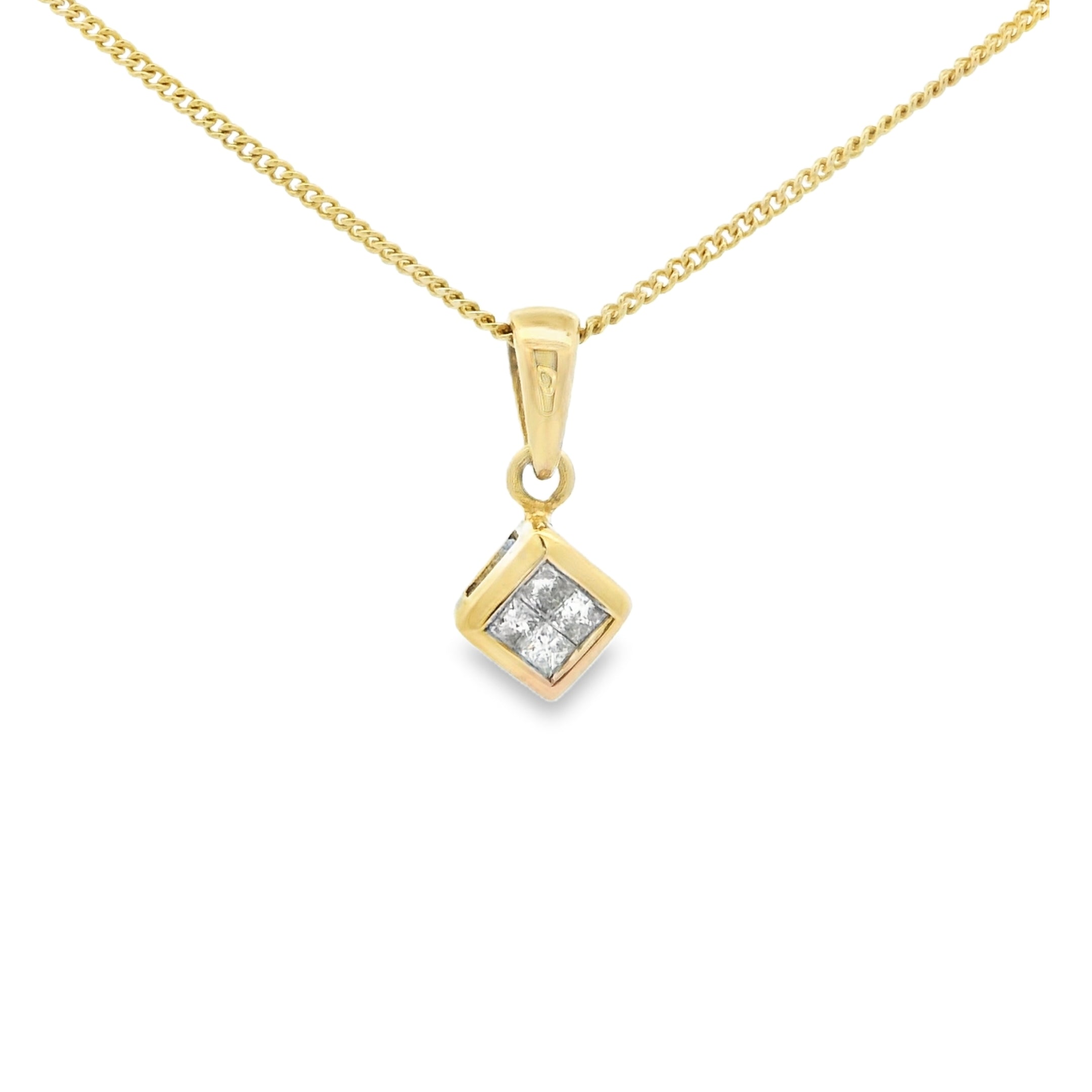 9ct Gold Princess Cut Diamond Pendant
