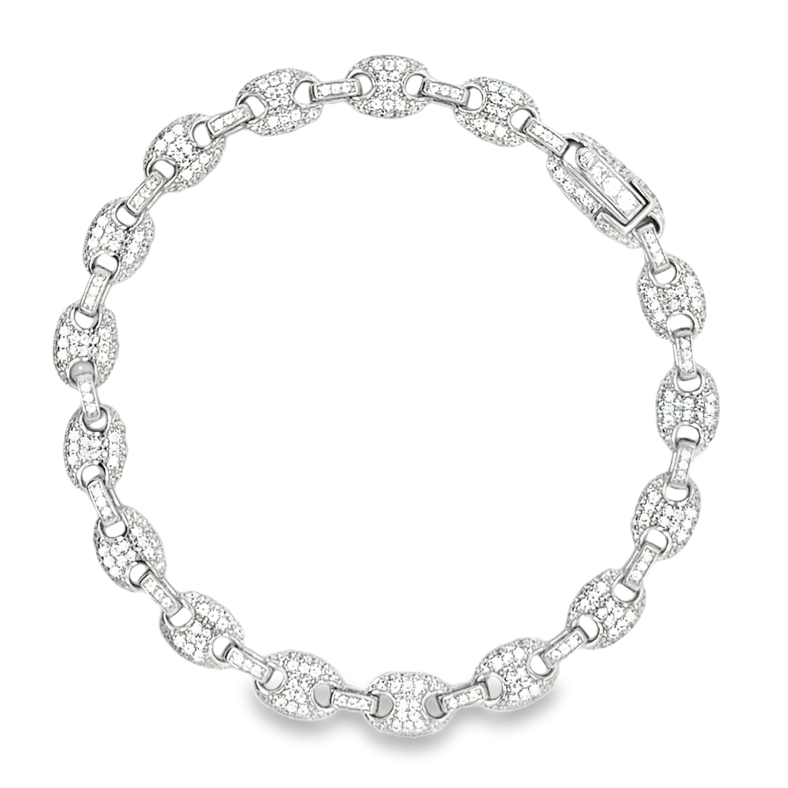 Sterling Silver Cubic Zirconia Rambo Link Bracelet