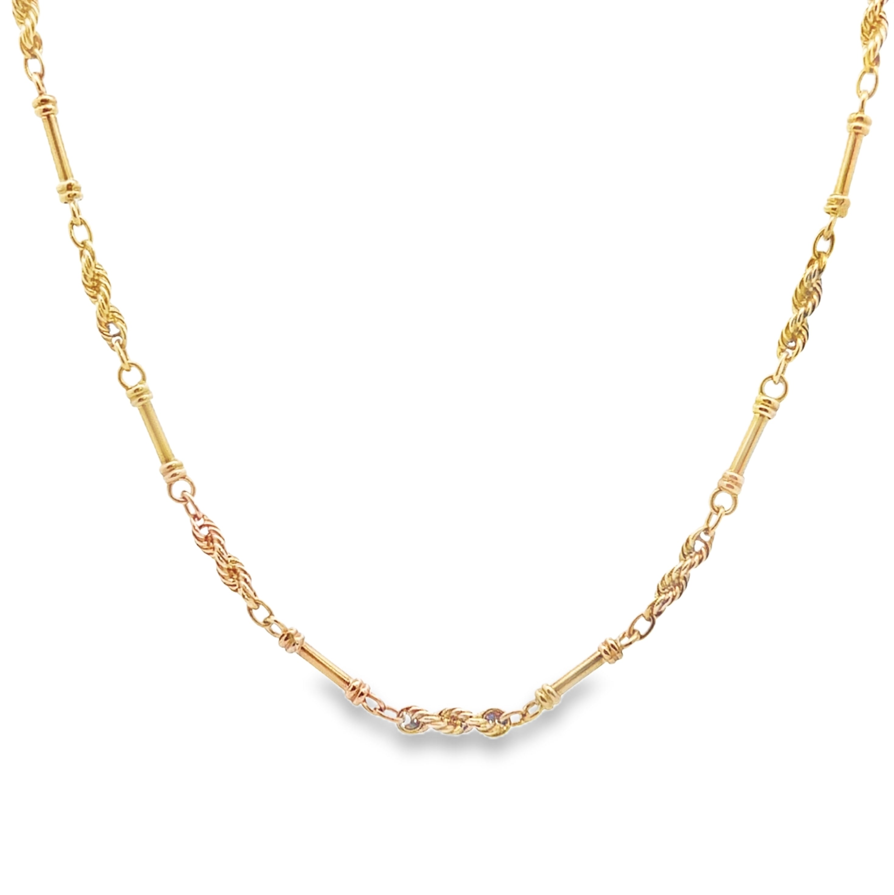 Pre Owned 9ct Gold Rope & Bar Chain 16 Inch Necklace