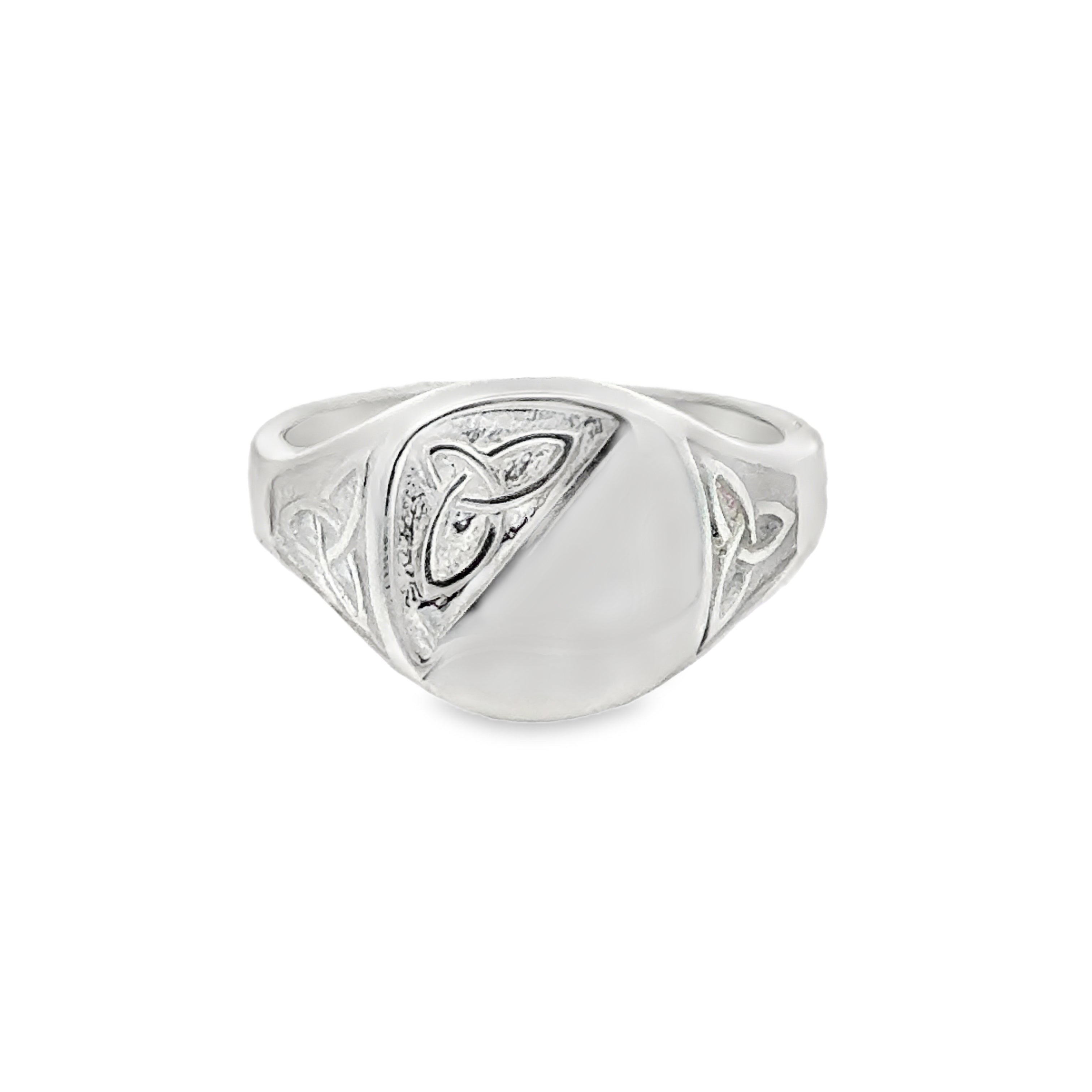 Sterling Silver Corner Engraved Celtic Signet Ring