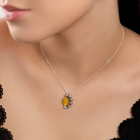 Henryka Ready to Bloom Necklace in Silver and Yellow Amber