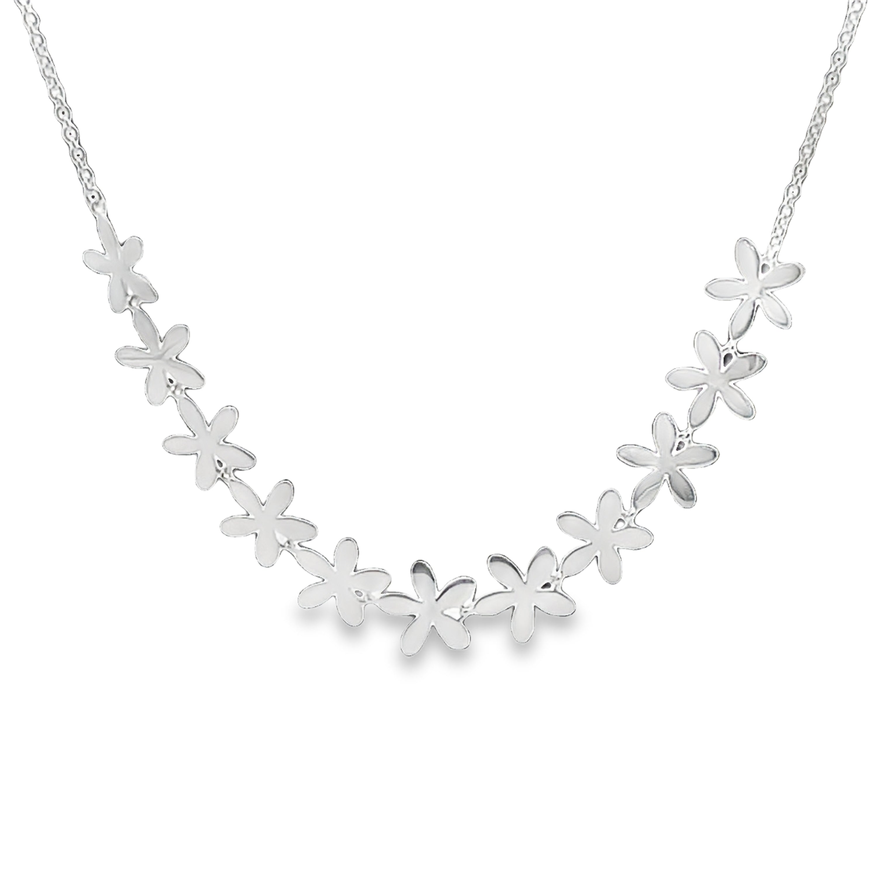 Sterling Silver Flower Chain Necklace