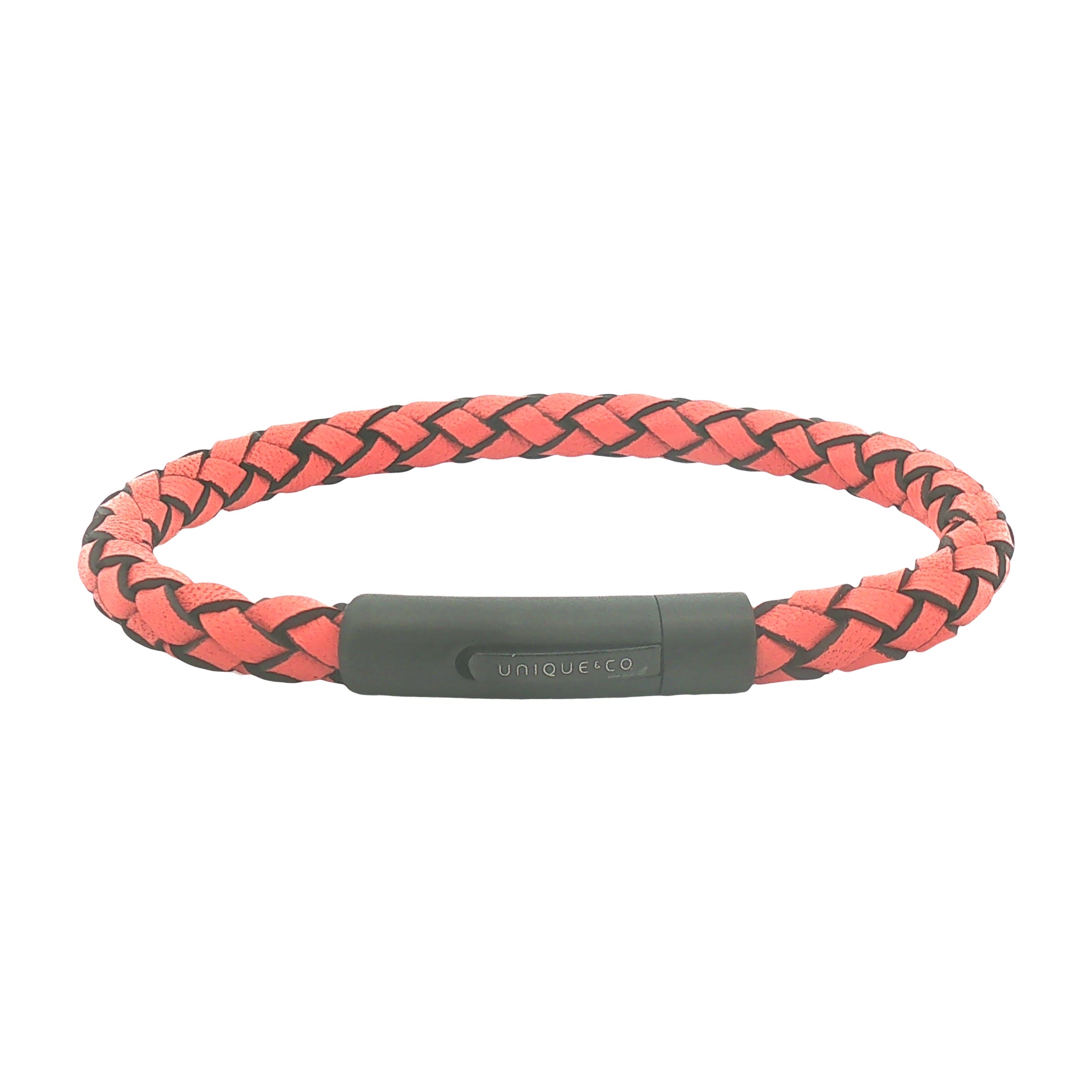 Unique & Co Men's Orange Leather Bracelet B568OR