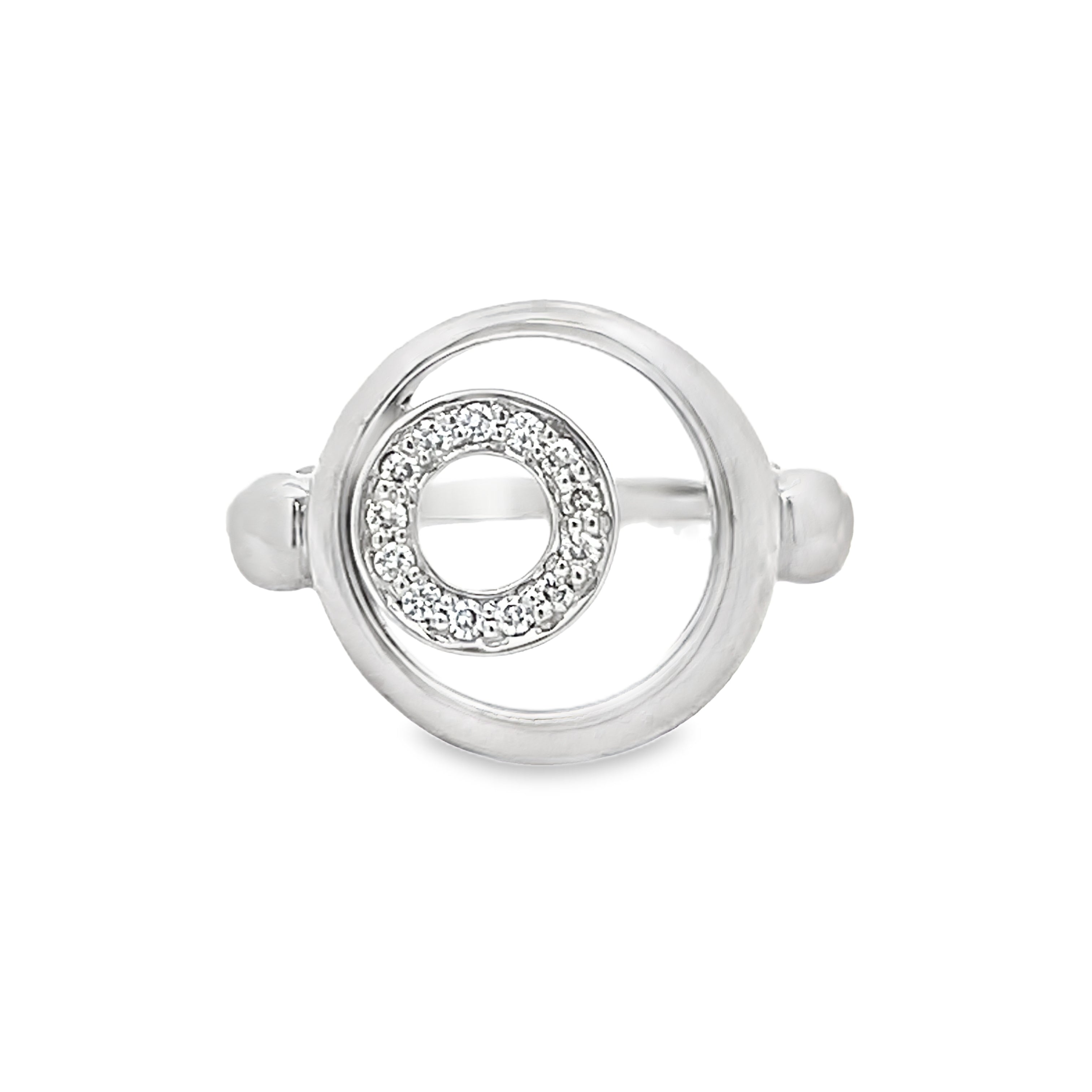 Diamond Double Circle Ring 18ct White Gold