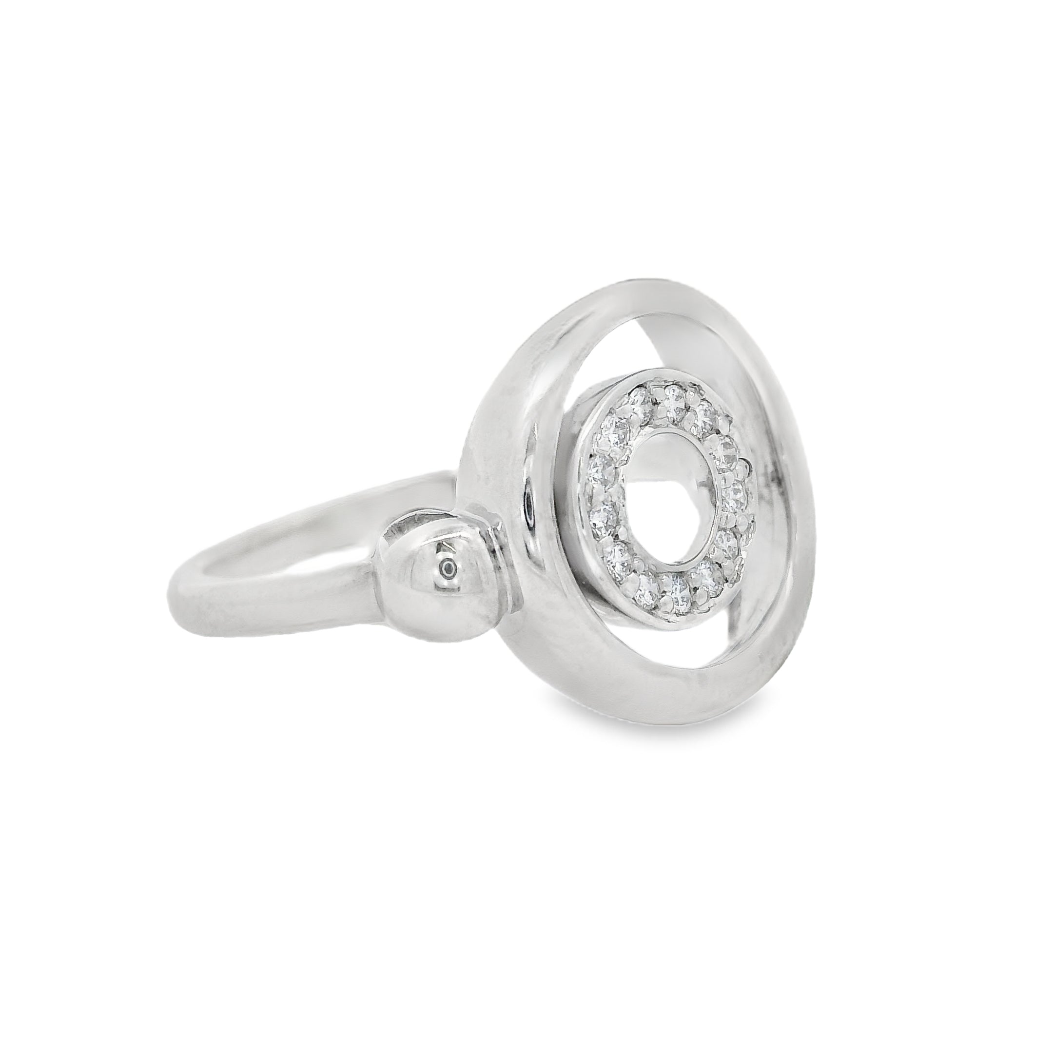 Diamond Double Circle Ring 18ct White Gold