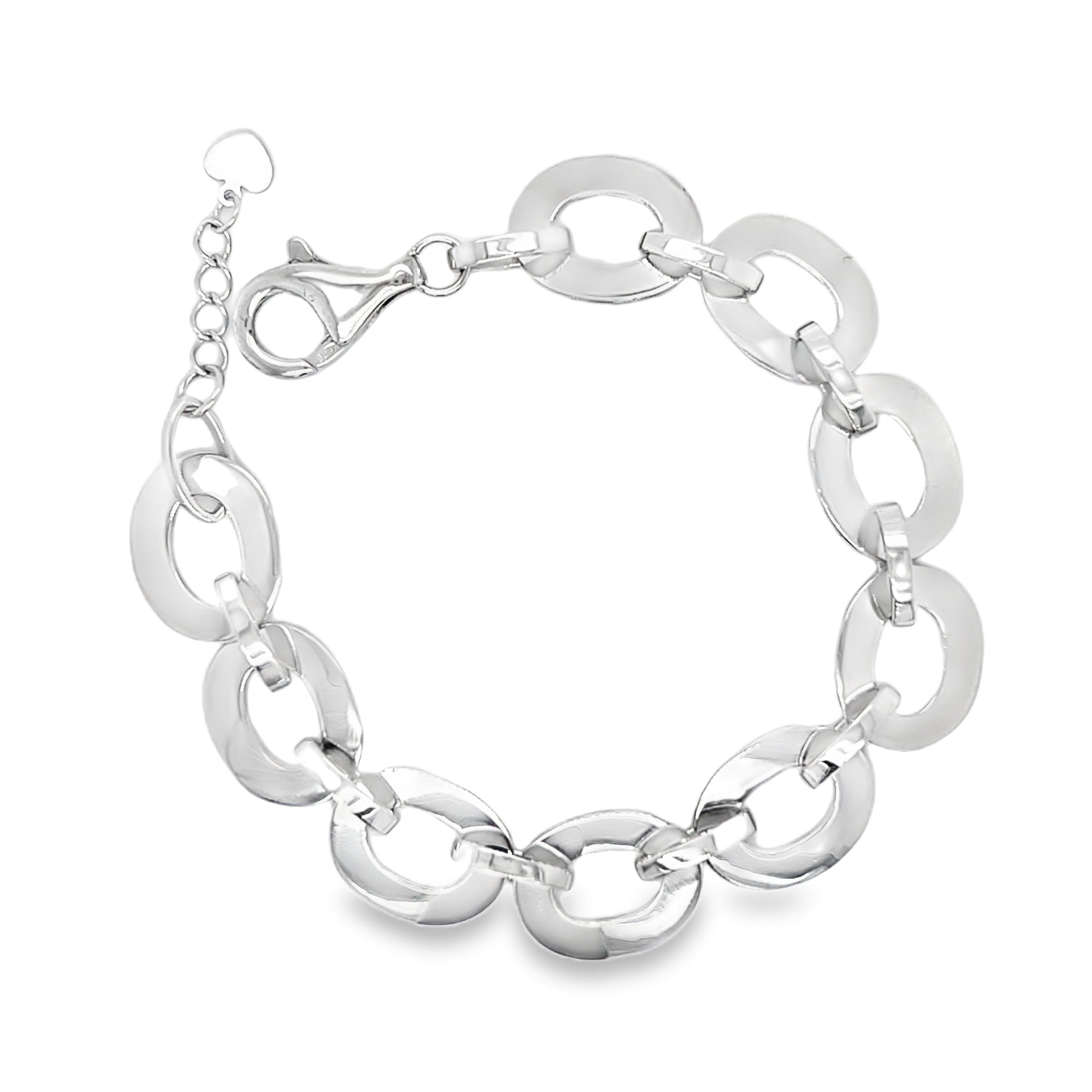 Sterling Silver Flat Oval Link Bracelet