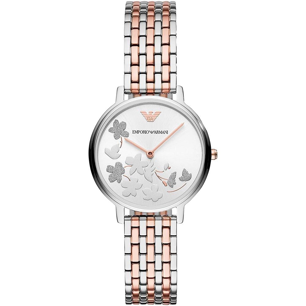 Emporio Armani Ar11113 Ladies Silver Rose Gold Watch