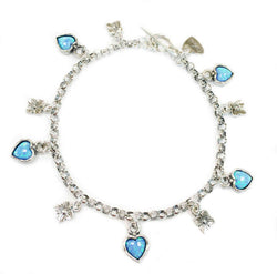Aviv Silver & Opal Heart Charm Bracelet ASB1295