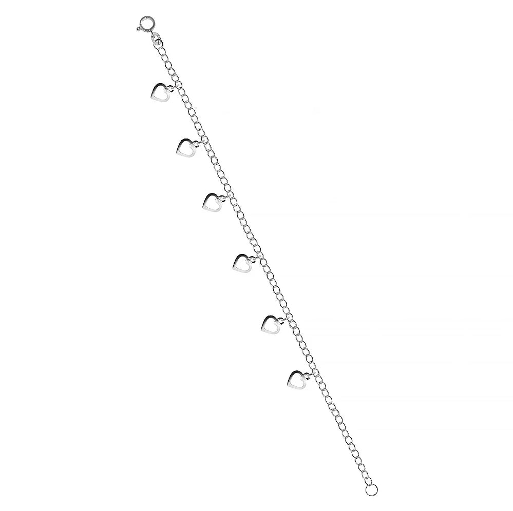 Silver Dangle Heart Bracelet