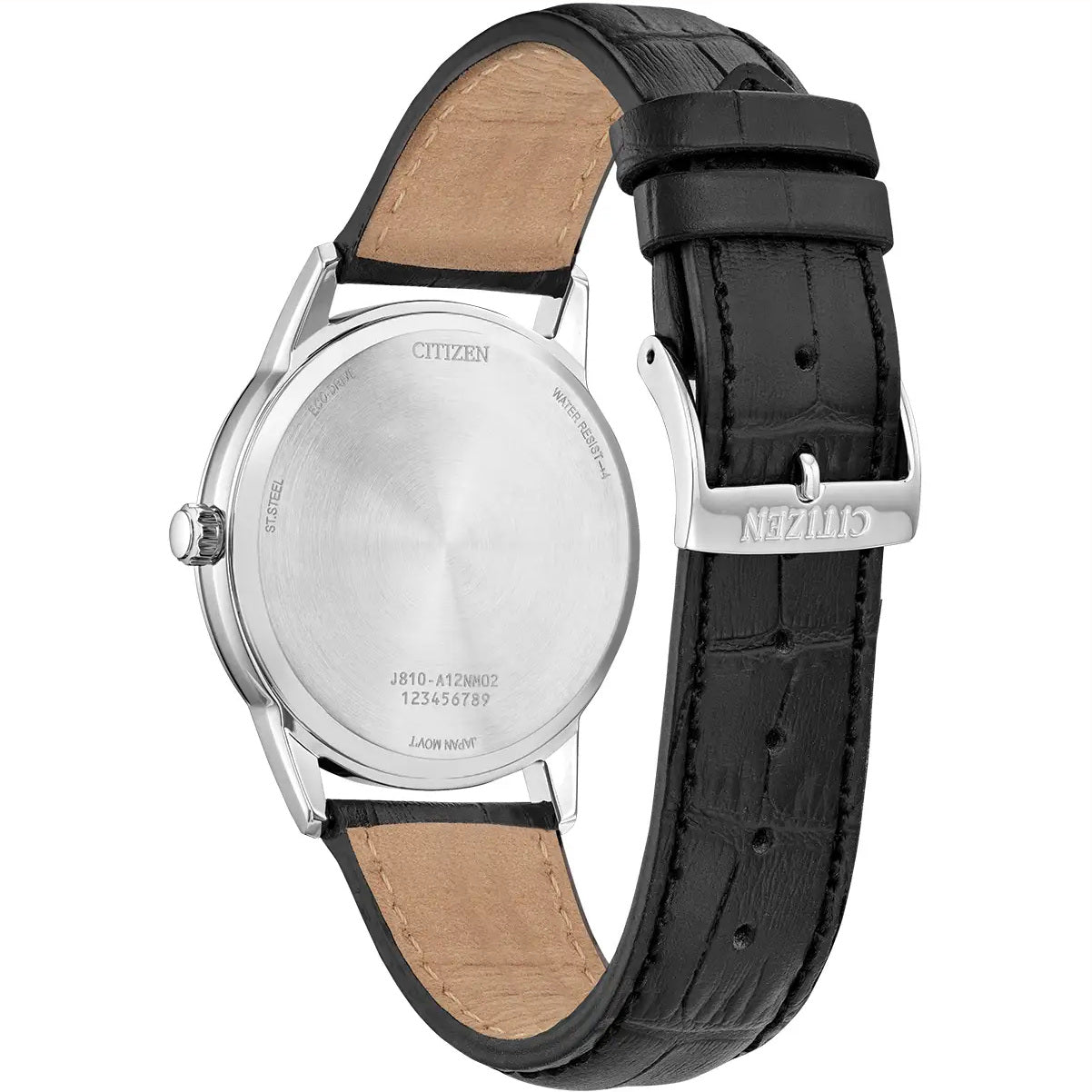 Citizen Mens Eco Drive Classic Strap Watch AW1780-09L rear