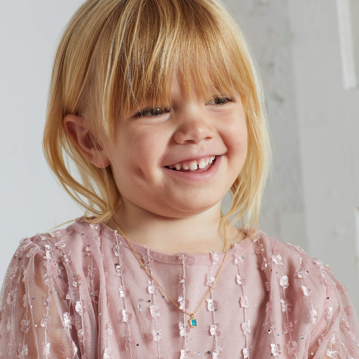 D For Diamond Semi-Precious Birthstone Necklace with Diamond Tag