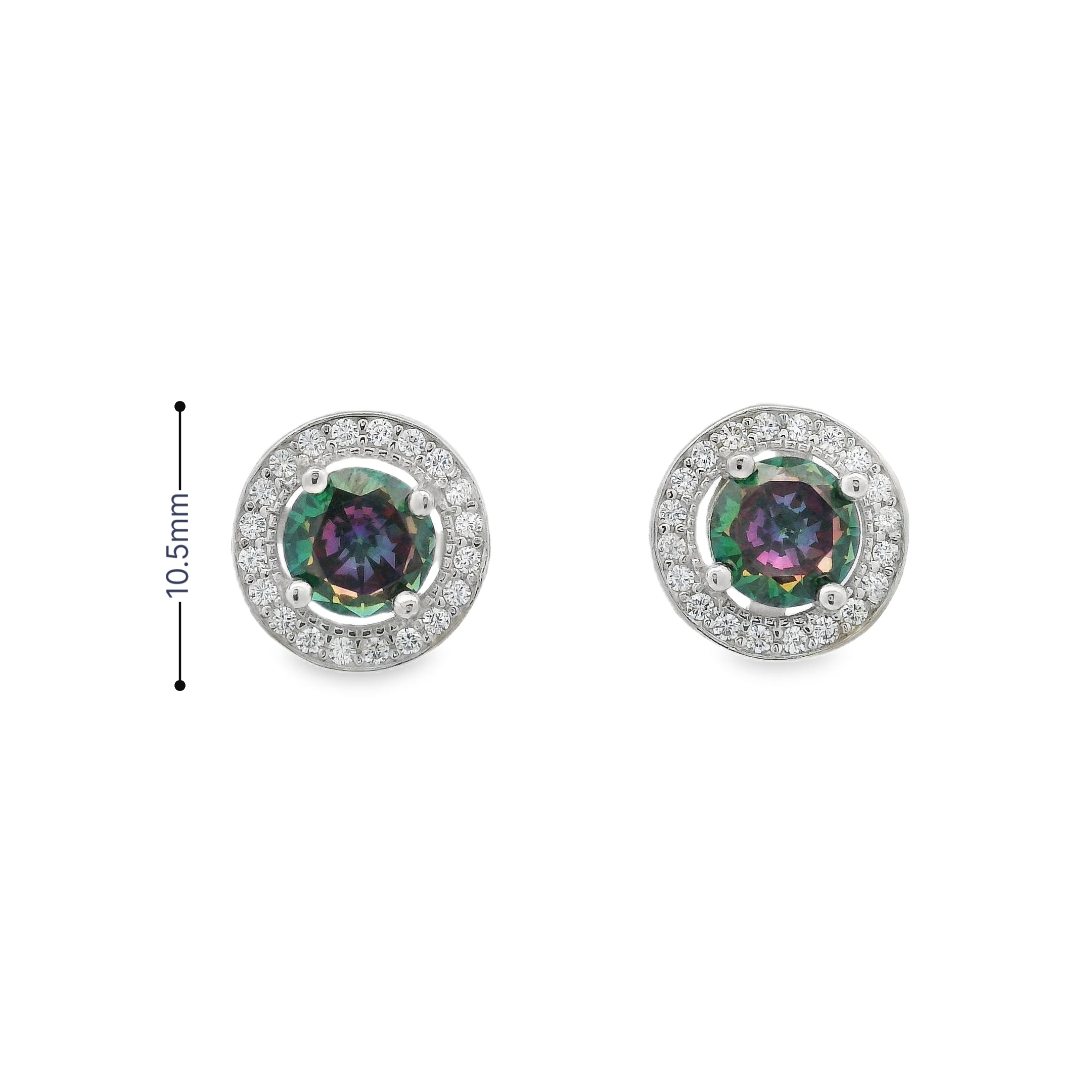 Silver Mystic & White CZ Tear Stud Earrings