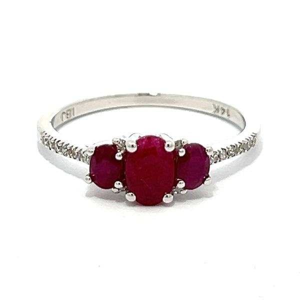 Ruby Trilogy Ring 14ct White Gold