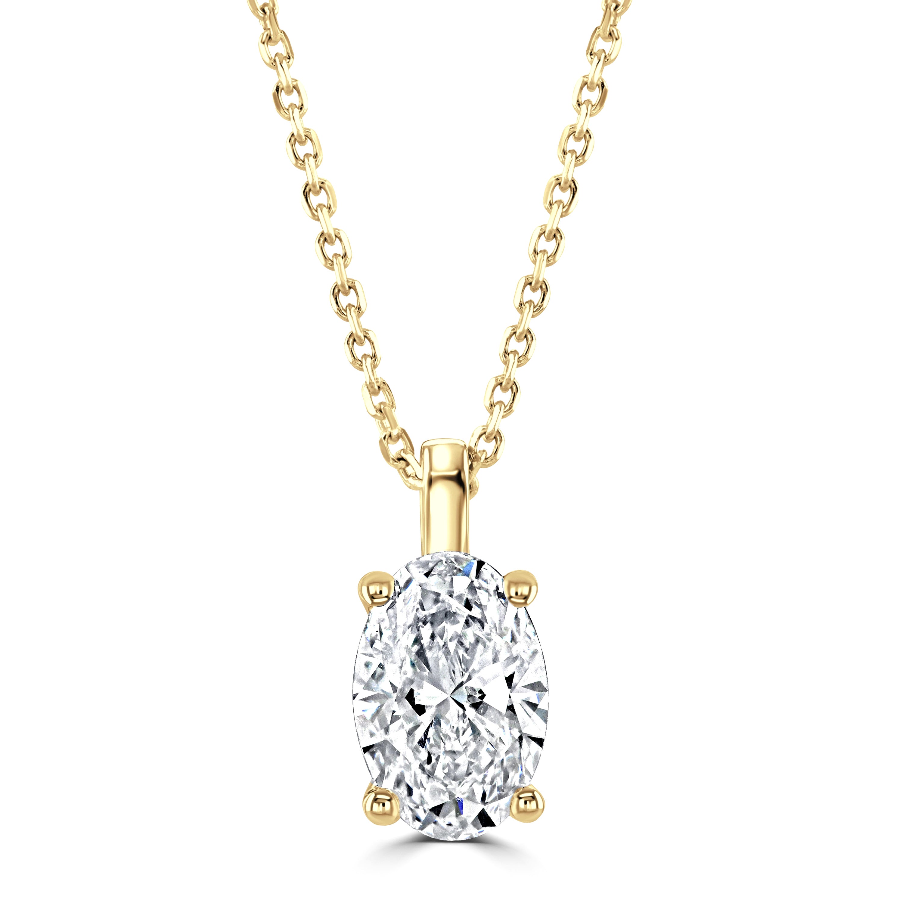 Lab Grown Oval Cut Diamond 1.54ct Necklace 9ct Gold