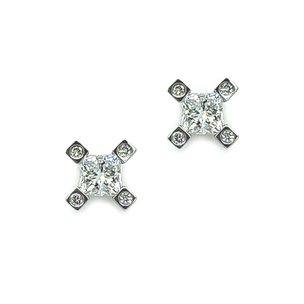 Colormond Criss Cross Lab Grown Diamond Earrings 18ct White Gold