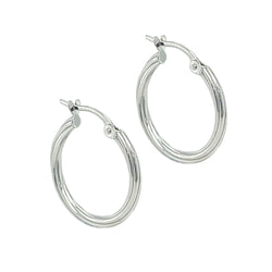9ct White Gold Twisted Hoop Earring