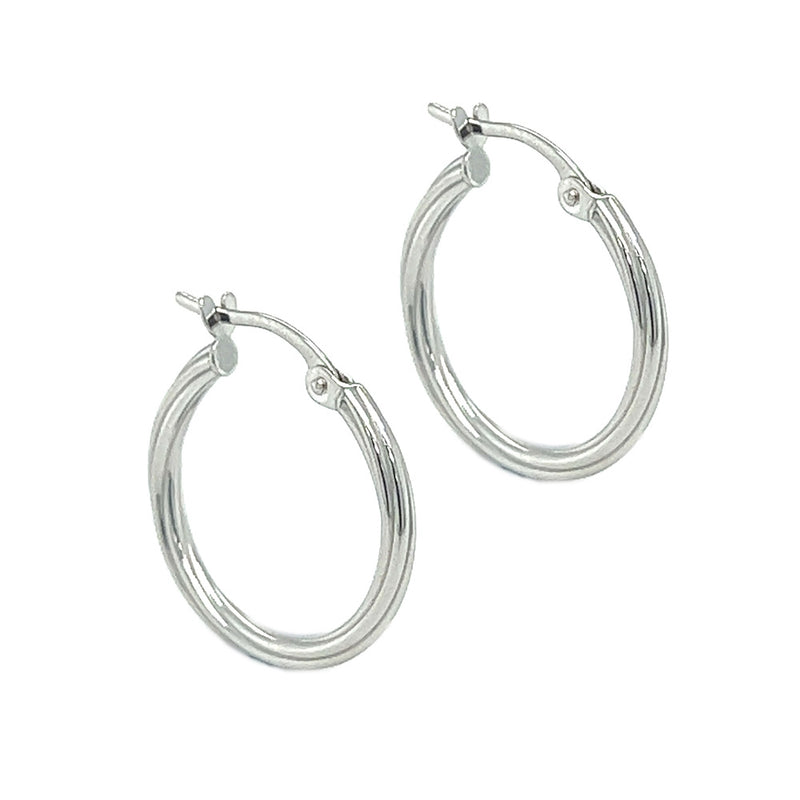 9ct White Gold Twisted Hoop Earring