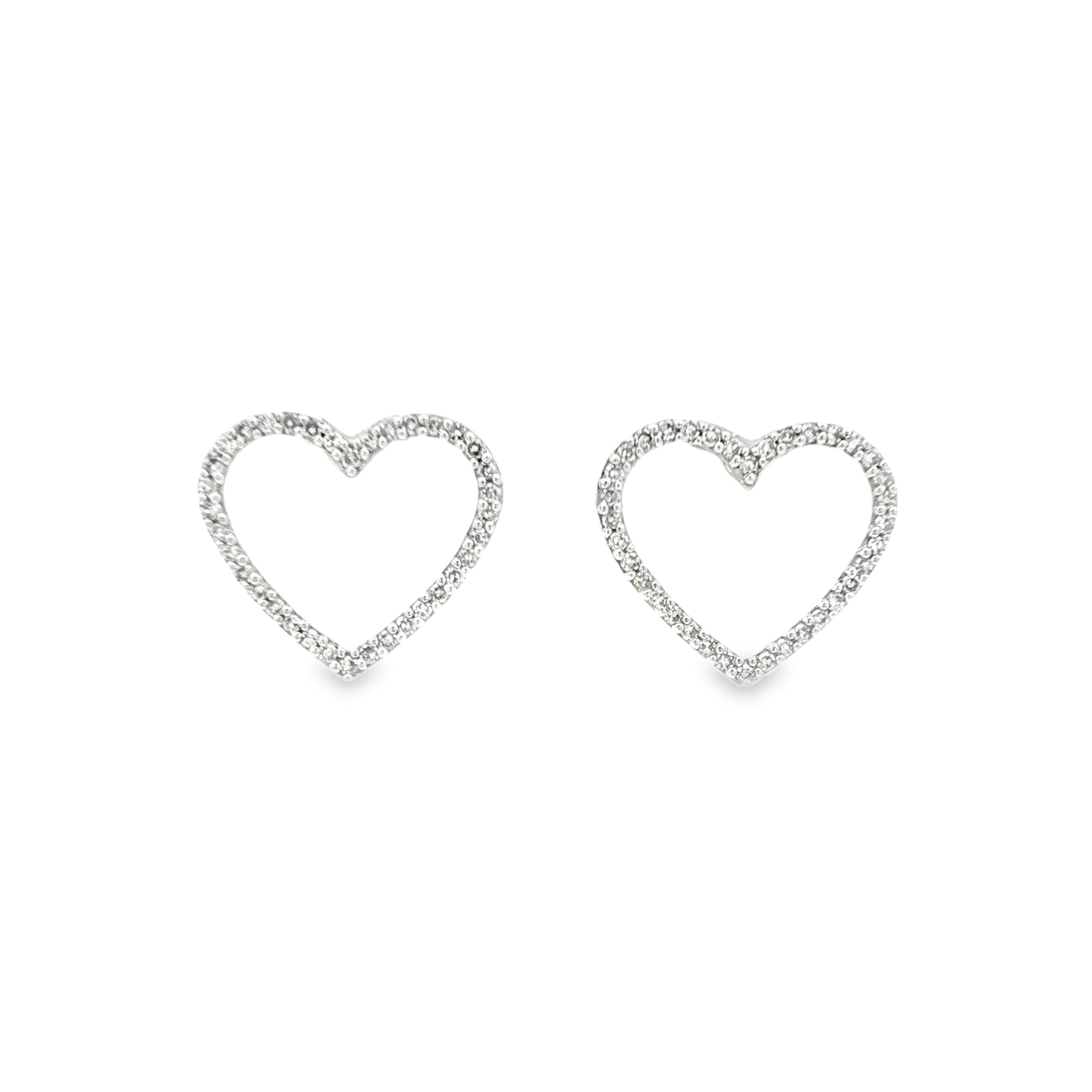 9ct Yellow Gold Open Heart Diamond 0.22ct Stud Earrings