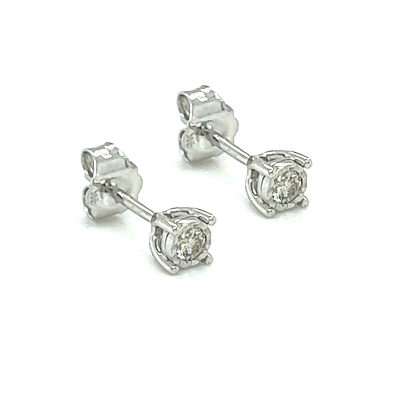Illusion Set Diamond Solitaire Stud Earrings 9ct White Gold