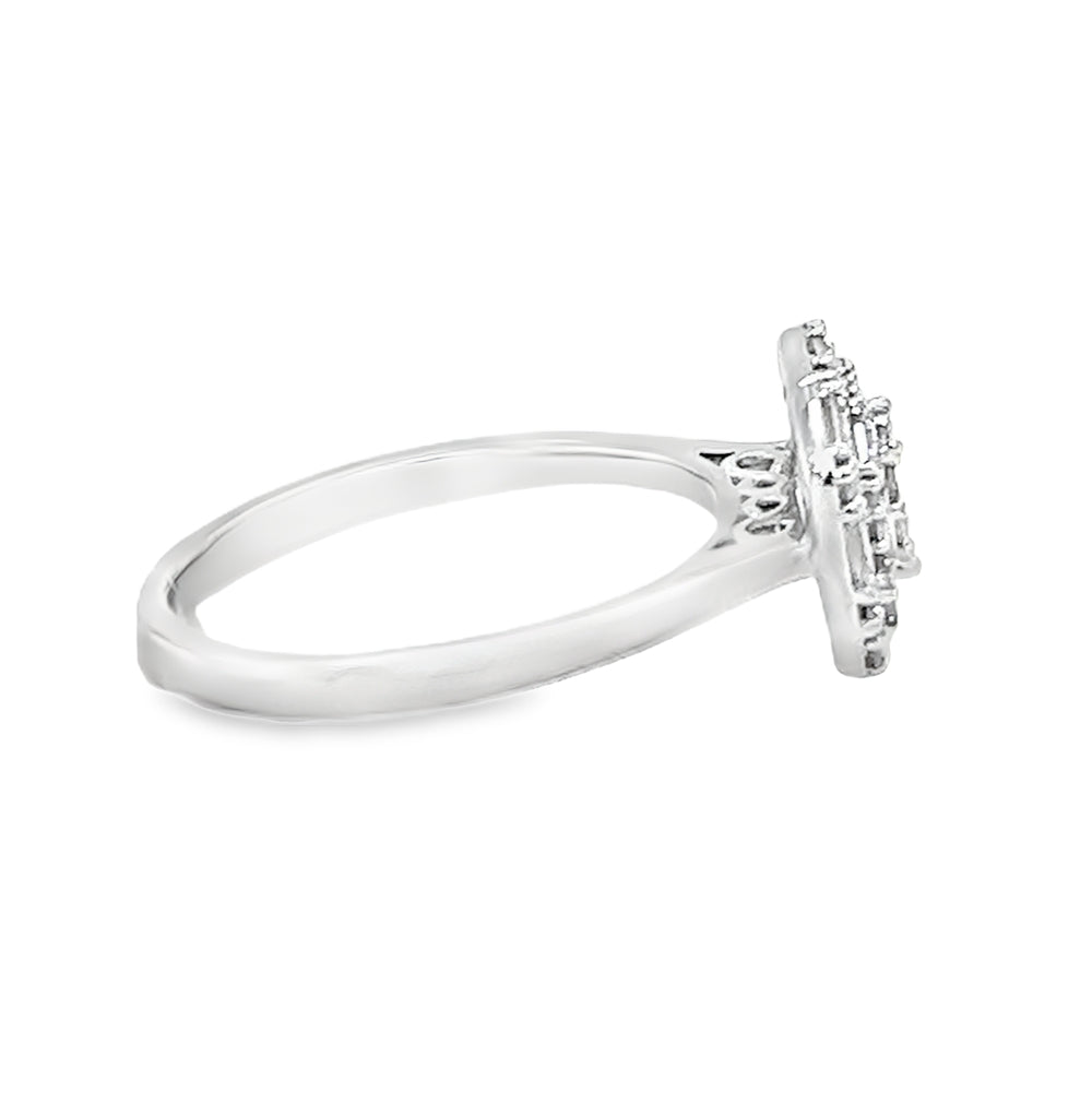 Diamond Multi Cut Cluster Ring 0.43ct 18ct White Gold side
