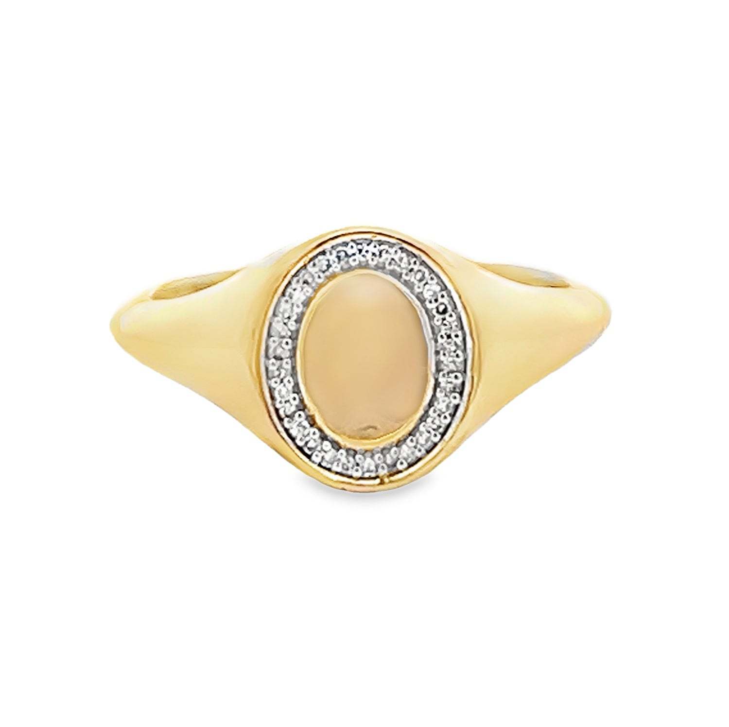 Oval Diamond Edge Signet Ring 9ct Gold